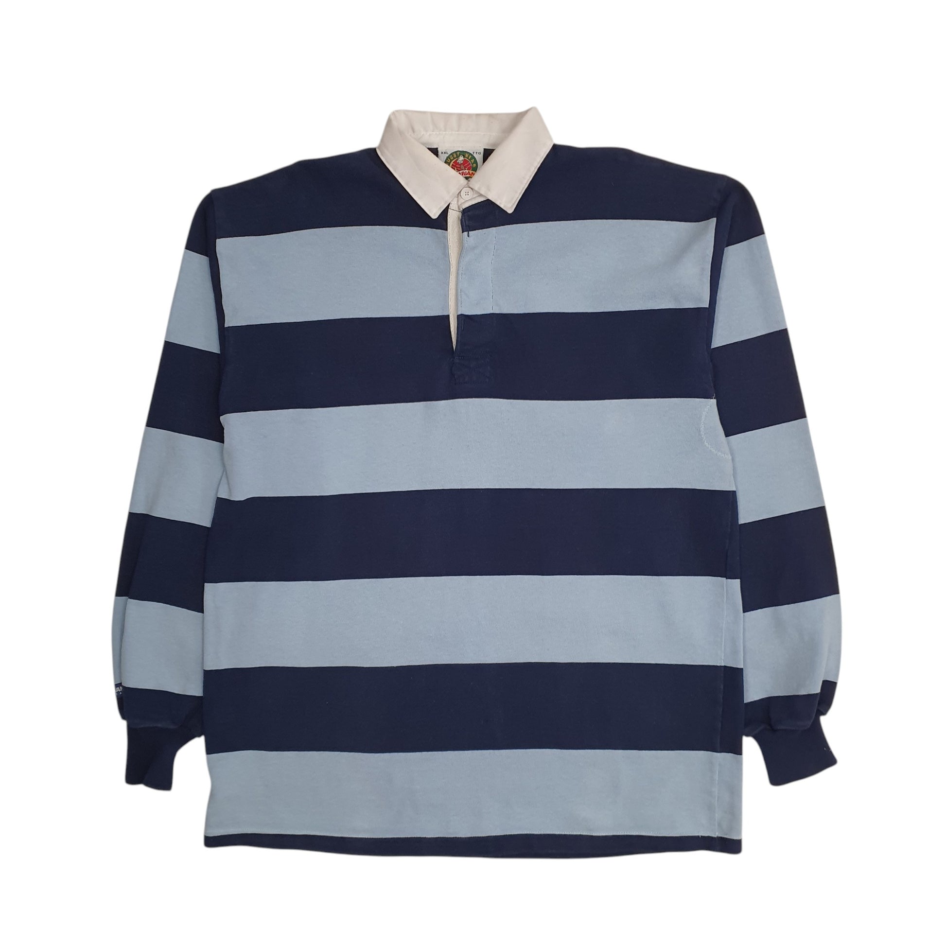 Mens Blue Barbarian Rugby Long Sleeve Polo Shirt