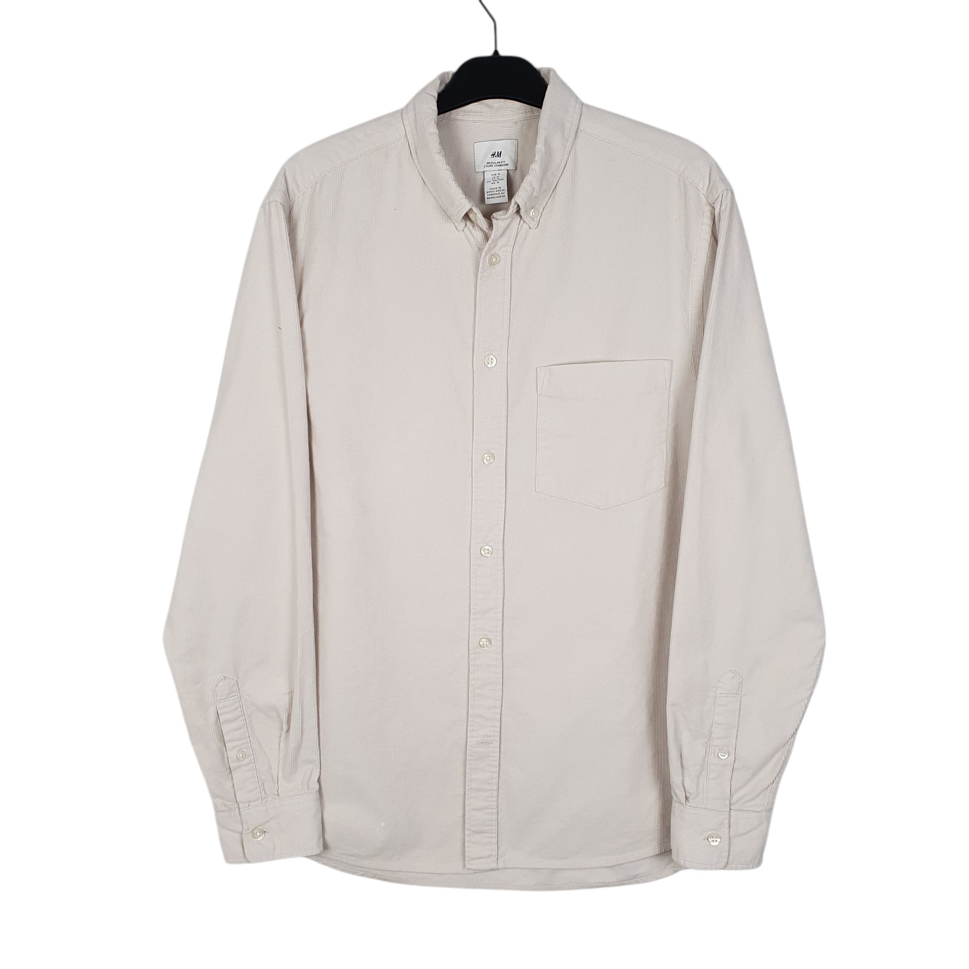 Mens Cream H&M Corduroy Long Sleeve Shirt