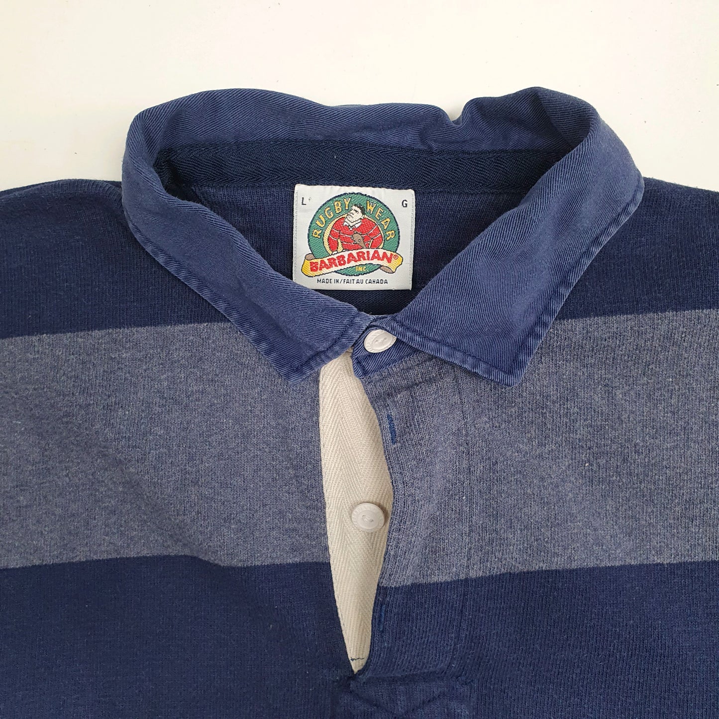 Mens Blue Barbarian Rugby Hoodie Polo Shirt