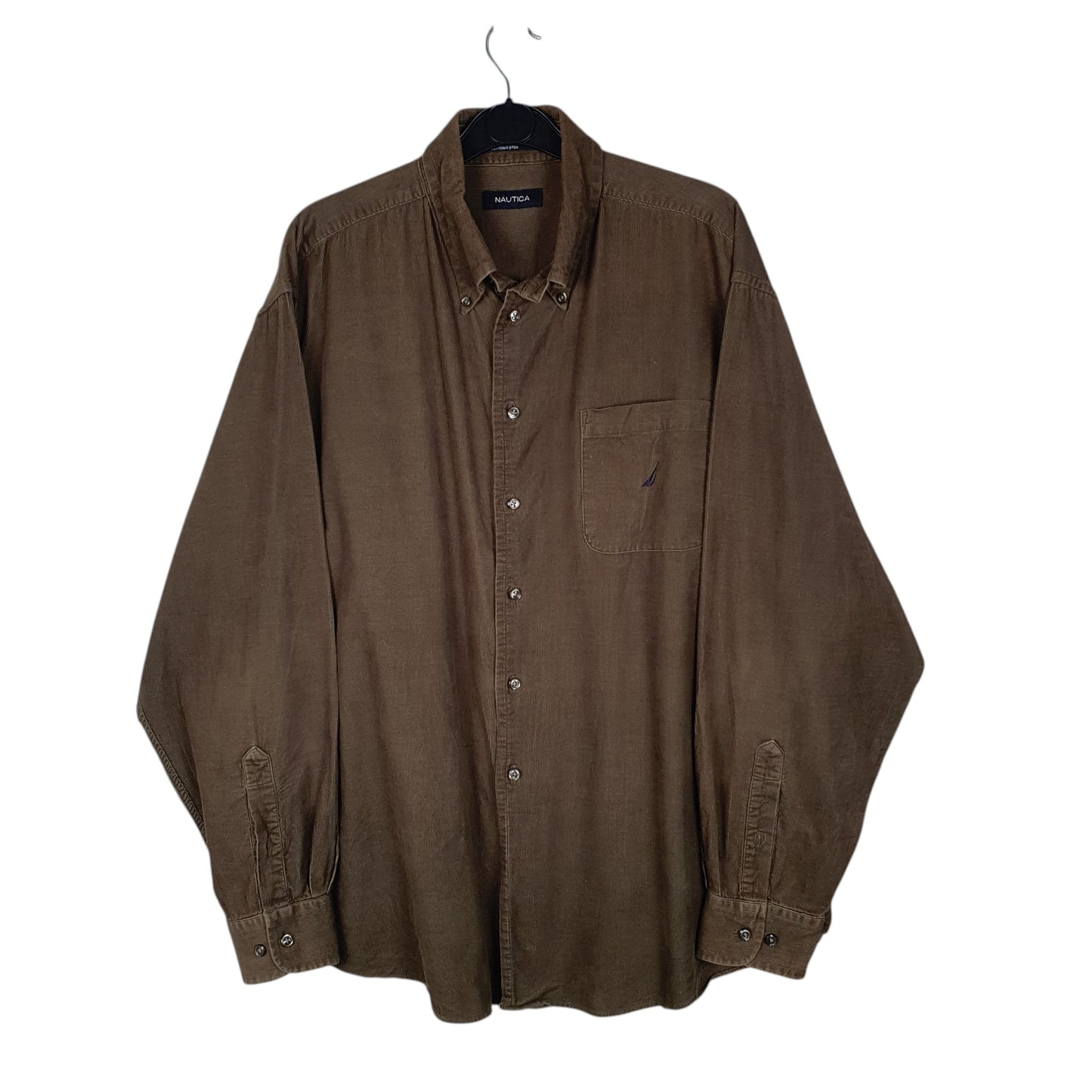 Mens Green Nautica Corduroy Long Sleeve Shirt