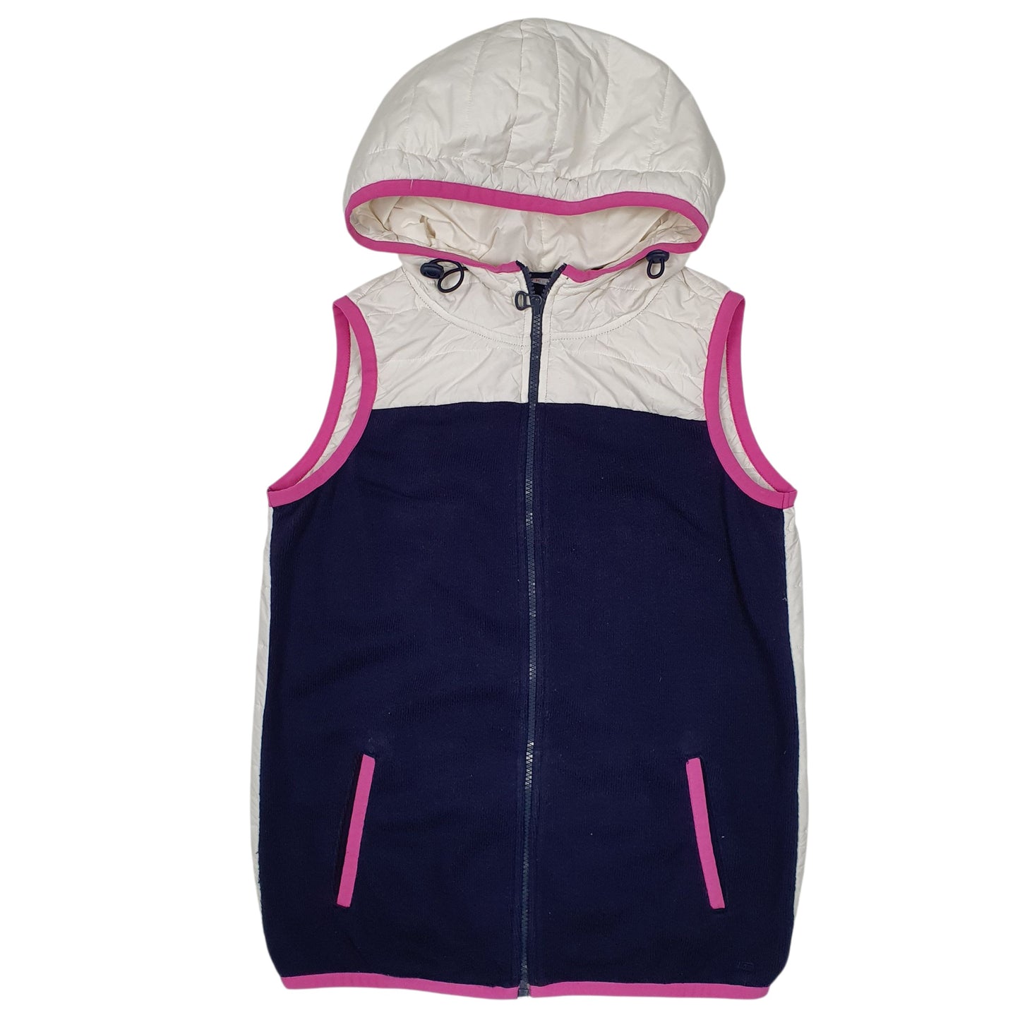 Womens Navy Tommy Hilfiger Hoodie Puffer Padded Crewneck Coat