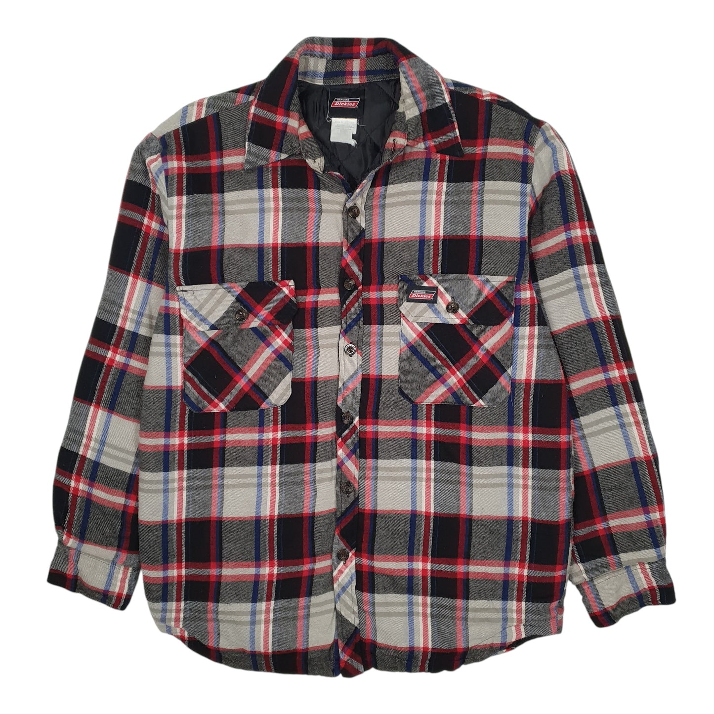 Mens Grey Dickies Workwear Plaid Crewneck Coat