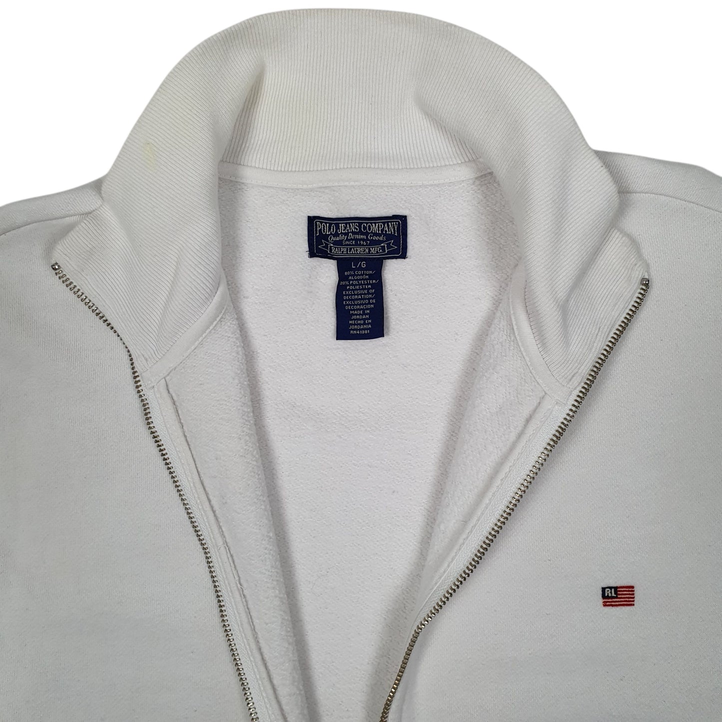 Mens White Ralph Lauren Polo Jeans Co Full Zip Jumper