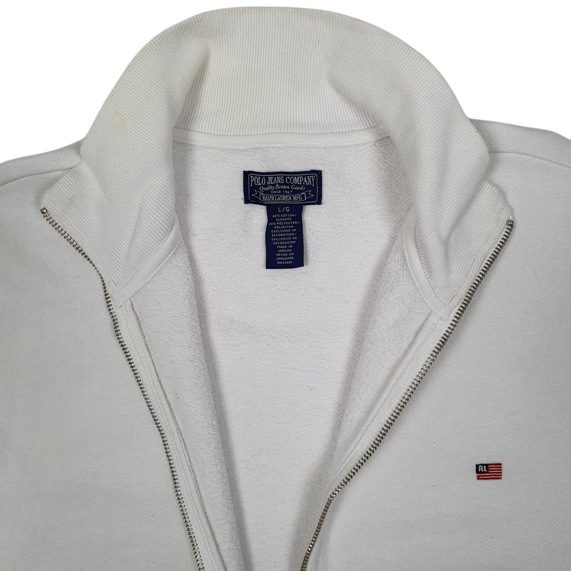 Mens White Ralph Lauren Polo Jeans Co Full Zip Jumper