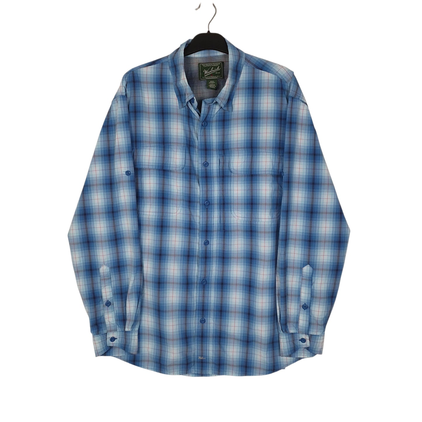 Mens Blue Woolrich Hiking Walking Long Sleeve Shirt