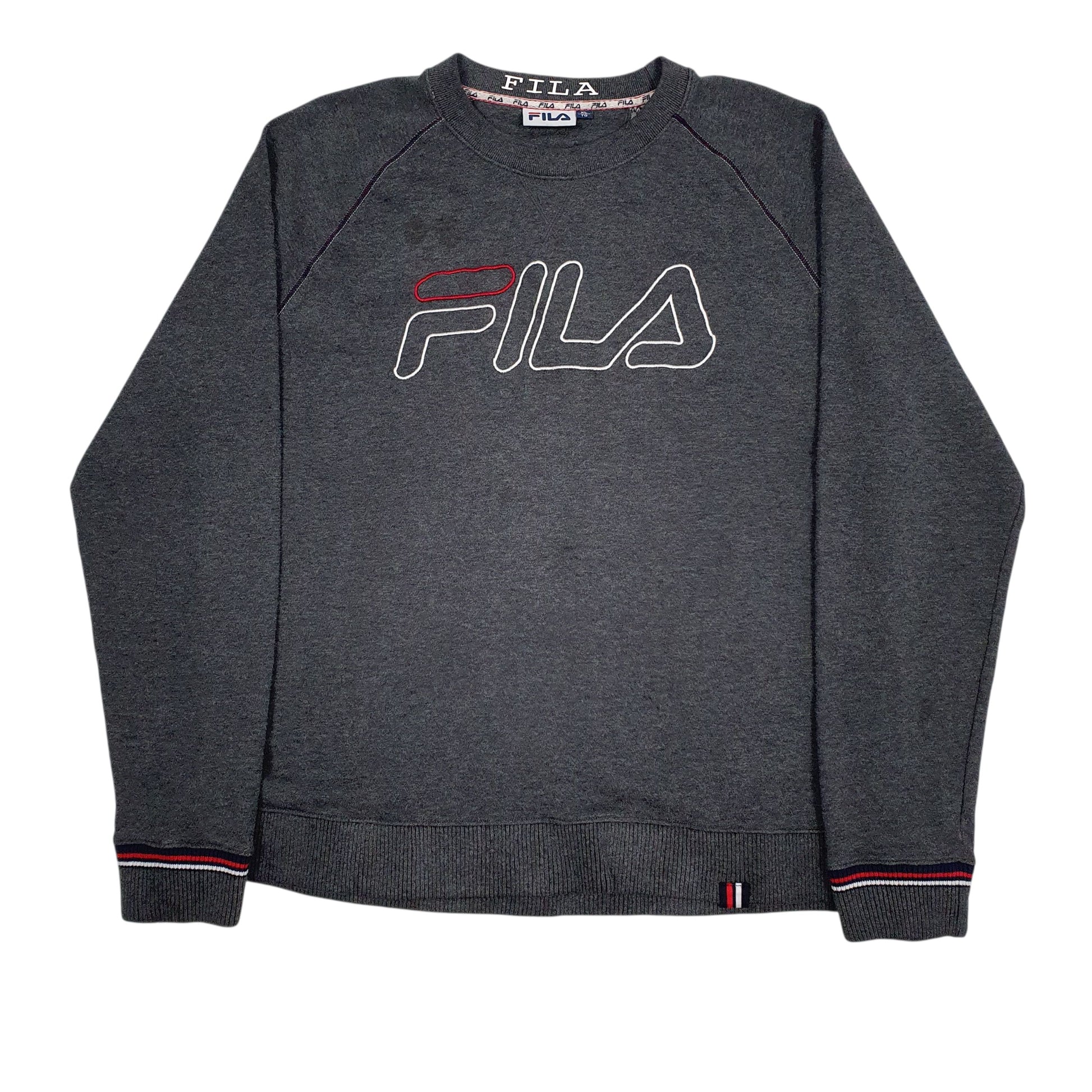 Mens Grey Fila Spellout Crewneck Jumper