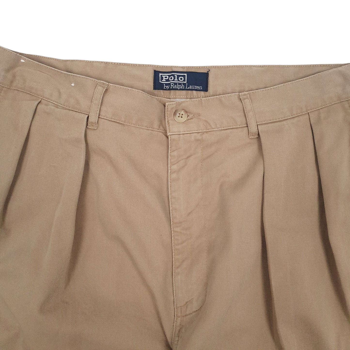 Mens Beige Polo Ralph Lauren Vintage 90s Double Pleated  Trousers