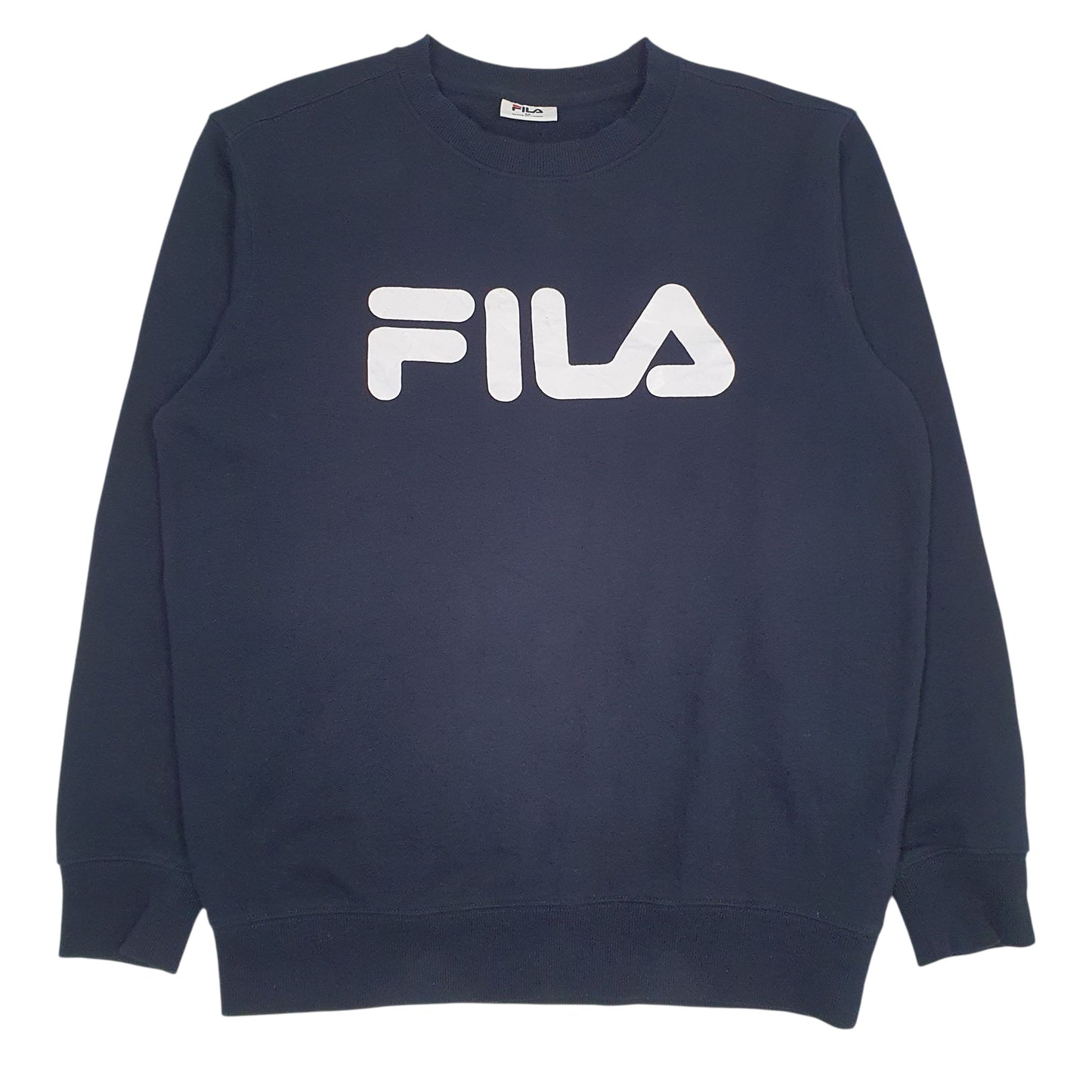 Mens Navy Fila Spellout Crewneck Jumper