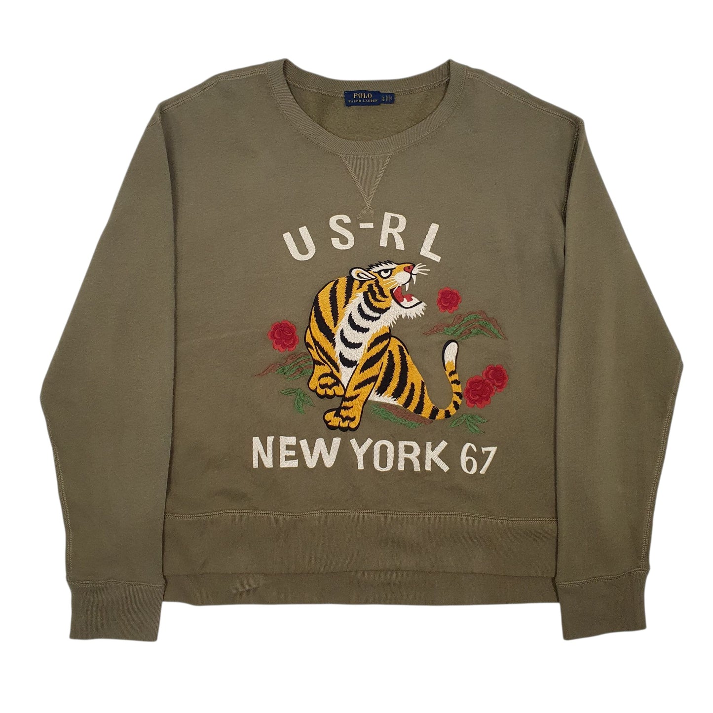 Womens Khaki Polo Ralph Lauren Embroiderd Crewneck Jumper