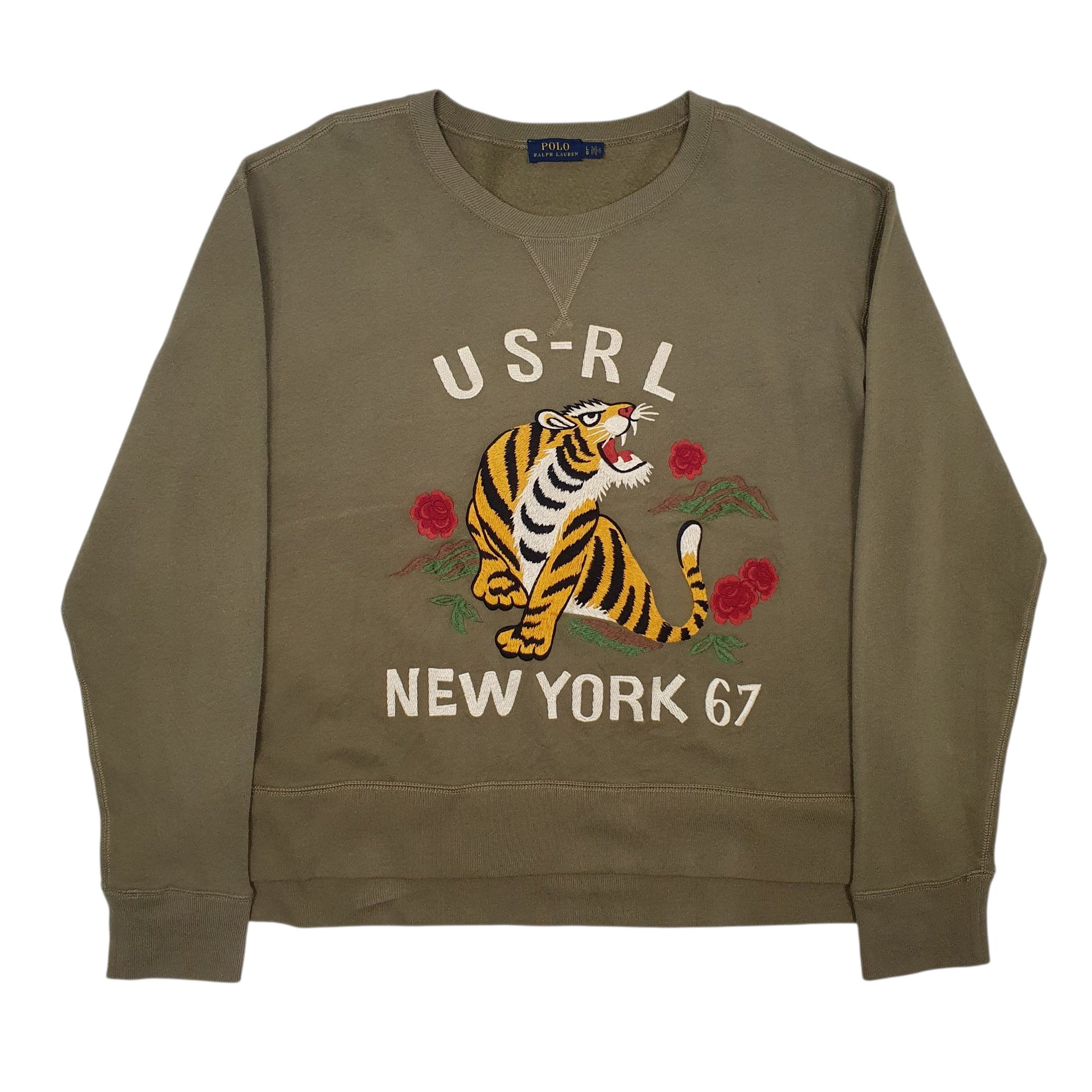 Womens Khaki Polo Ralph Lauren Embroiderd Crewneck Jumper