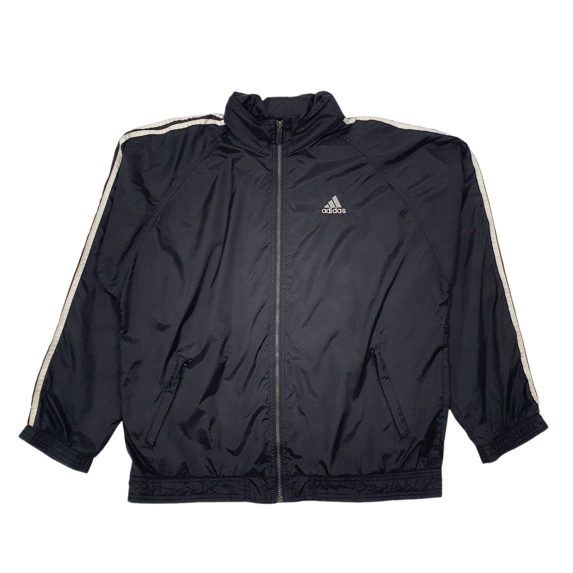 Mens Black Adidas Vintage 90s Concealed Hood  Coat