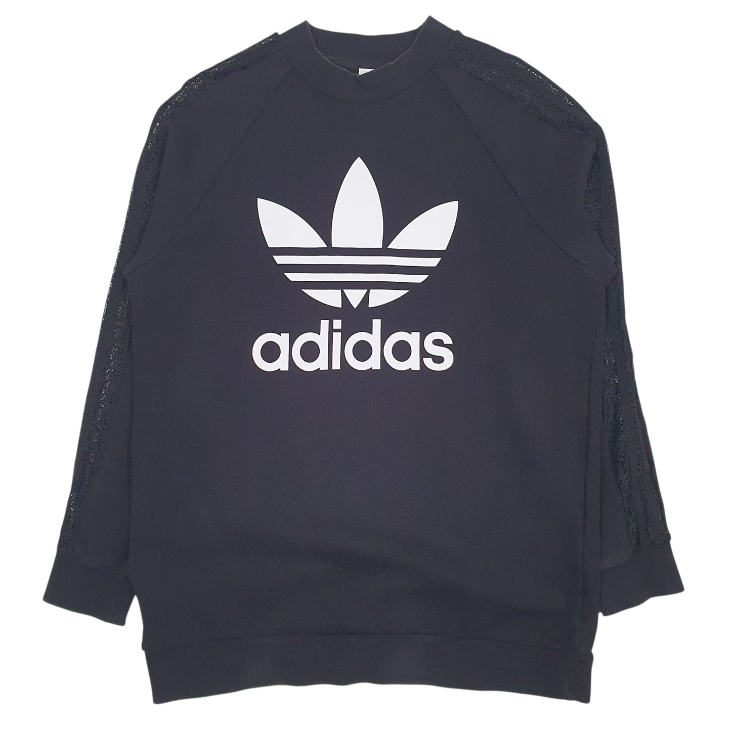 Womens Black Adidas Spellout Crewneck Jumper
