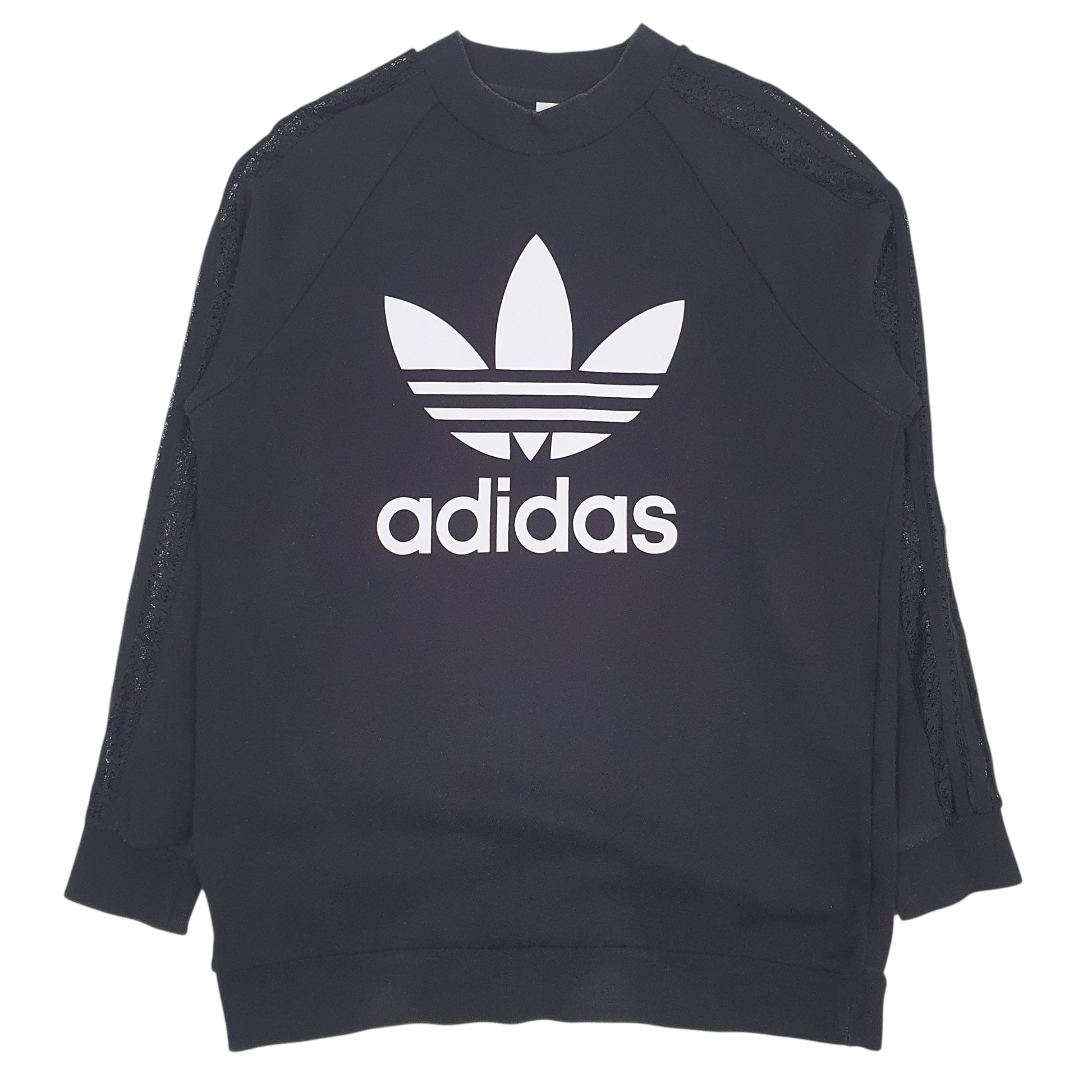 Womens Black Adidas Spellout Crewneck Jumper