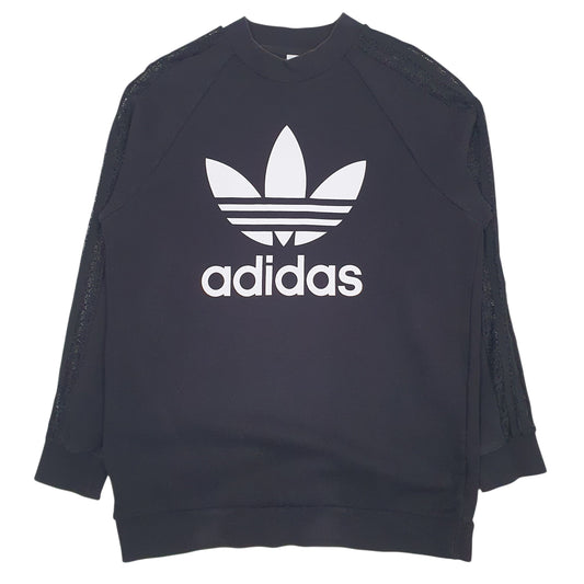Womens Black Adidas Spellout Crewneck Jumper