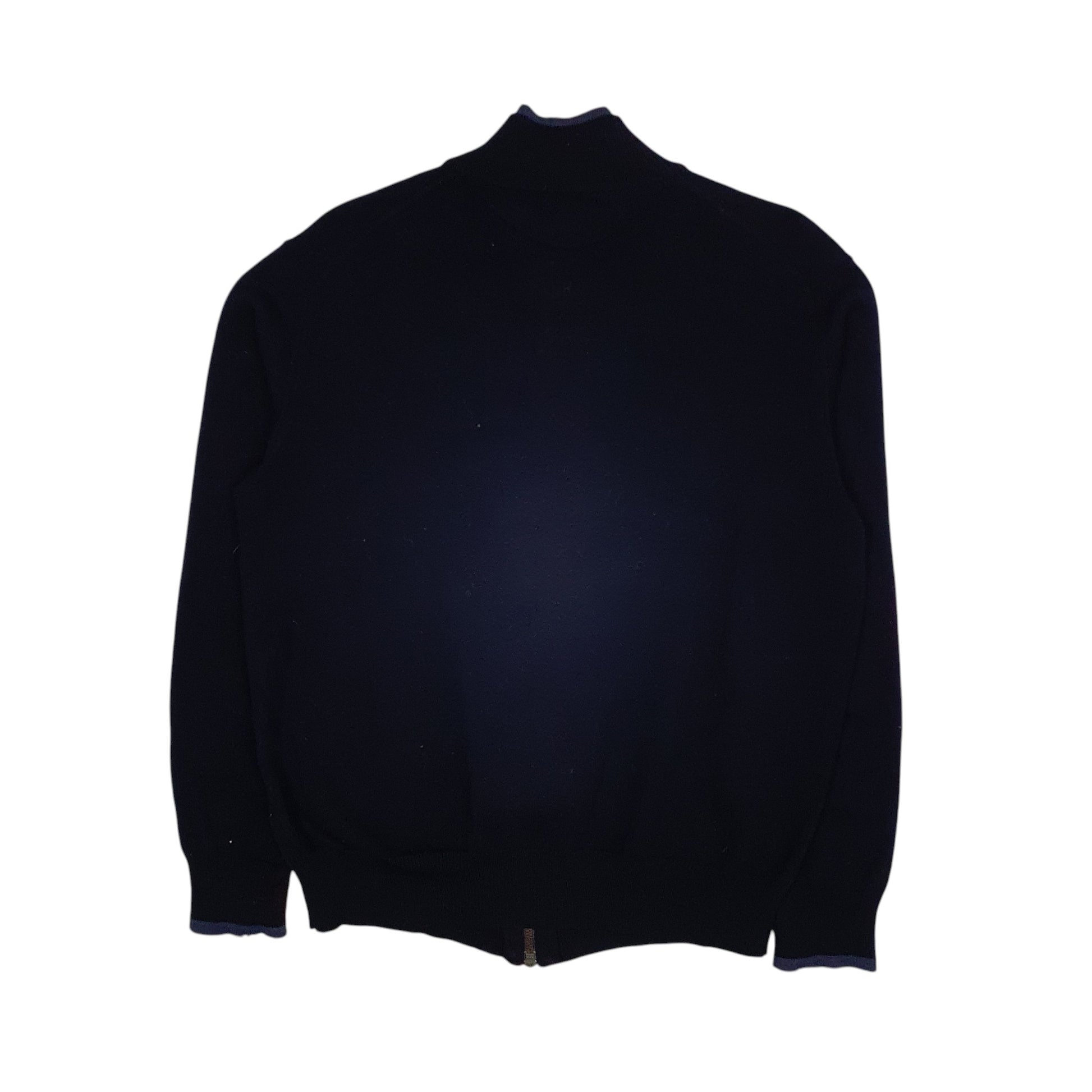 Mens Navy Burberry Merino Full Zip Jumper