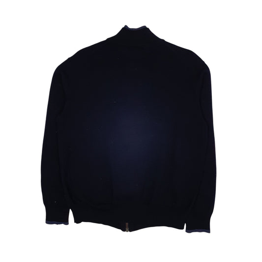 Mens Navy Burberry Merino Full Zip Jumper