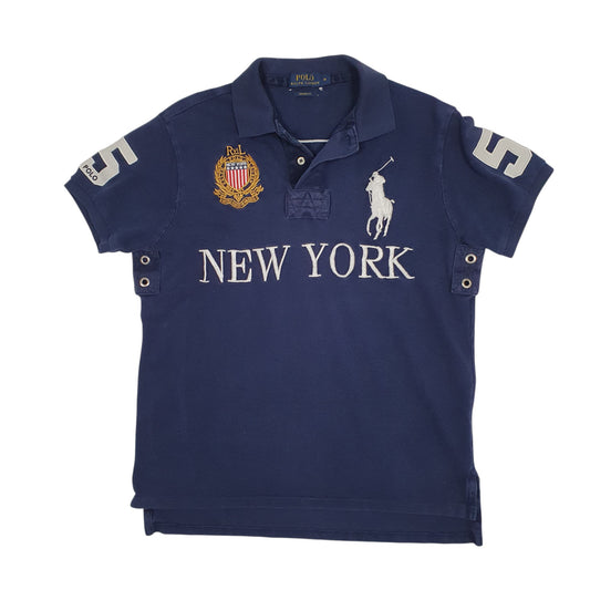 Mens Navy Polo Ralph Lauren New York Short Sleeve Polo Shirt
