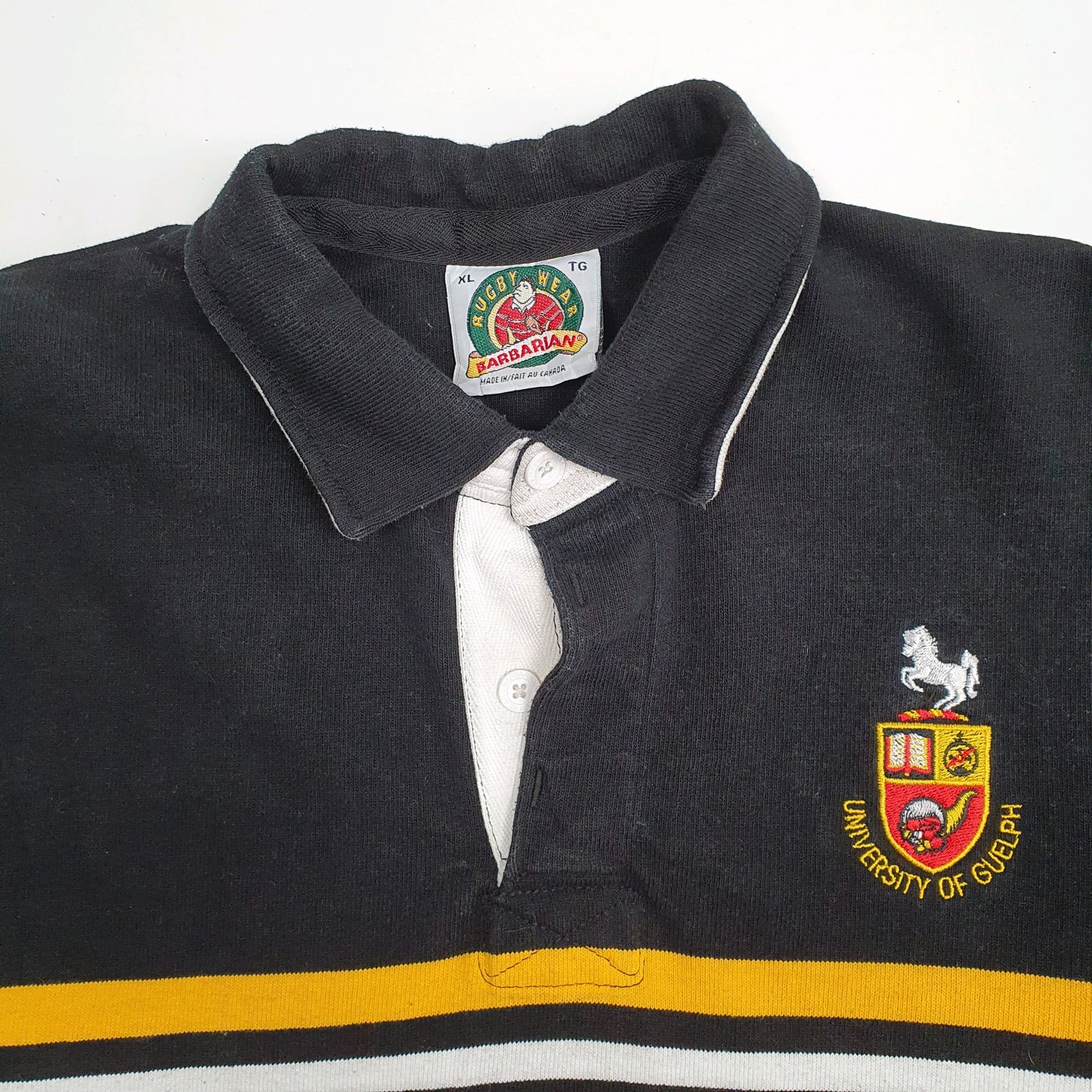 Mens Black Barbarian Guelph University Rugby Hoodie Polo Shirt