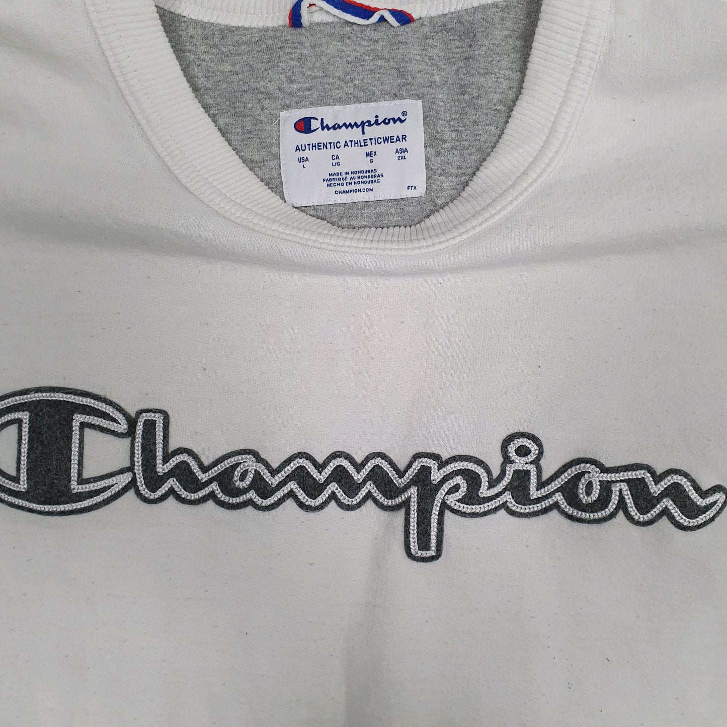 Mens White Champion  Crewneck Jumper