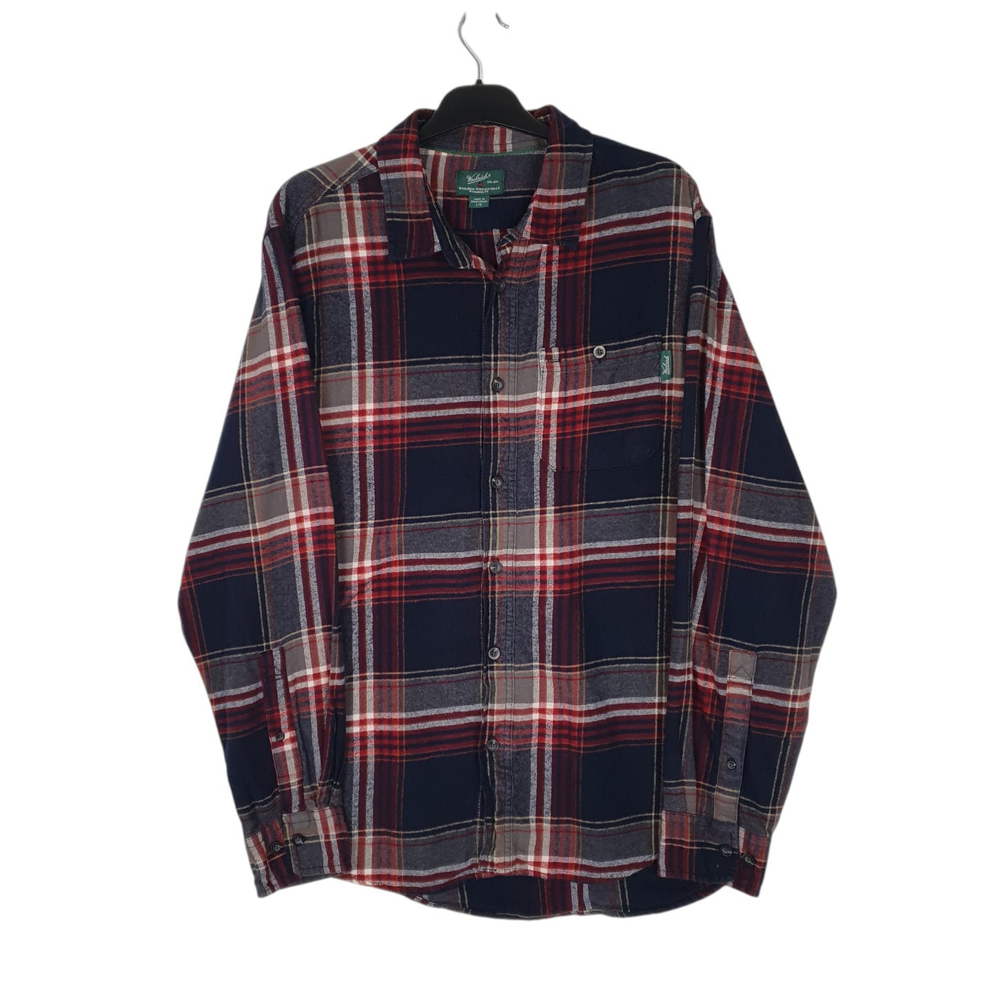 Mens Navy Woolrich Thick Flannel Long Sleeve Shirt
