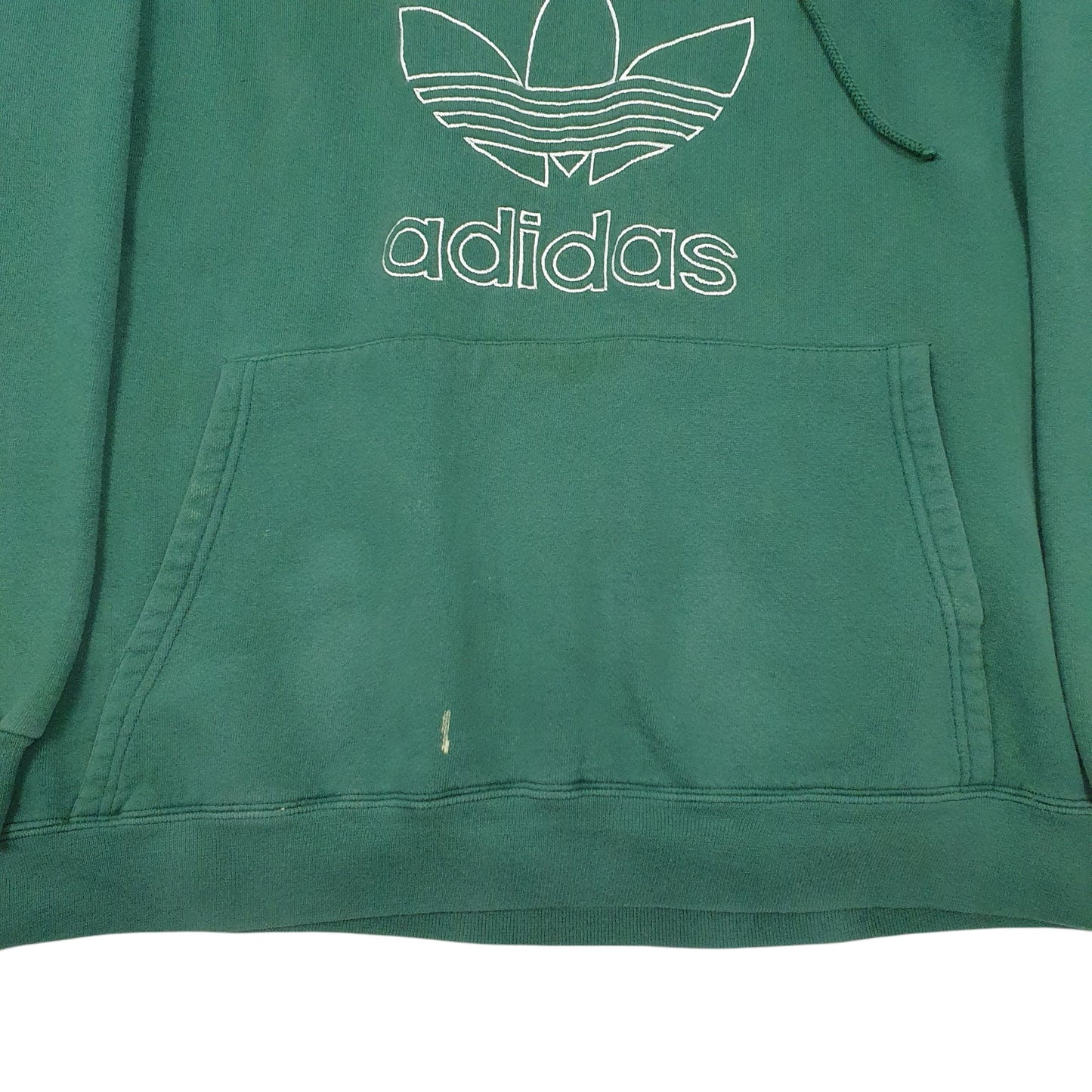 Mens Green Adidas Vintage 90s Made In USA Spellout Hoodie Jumper