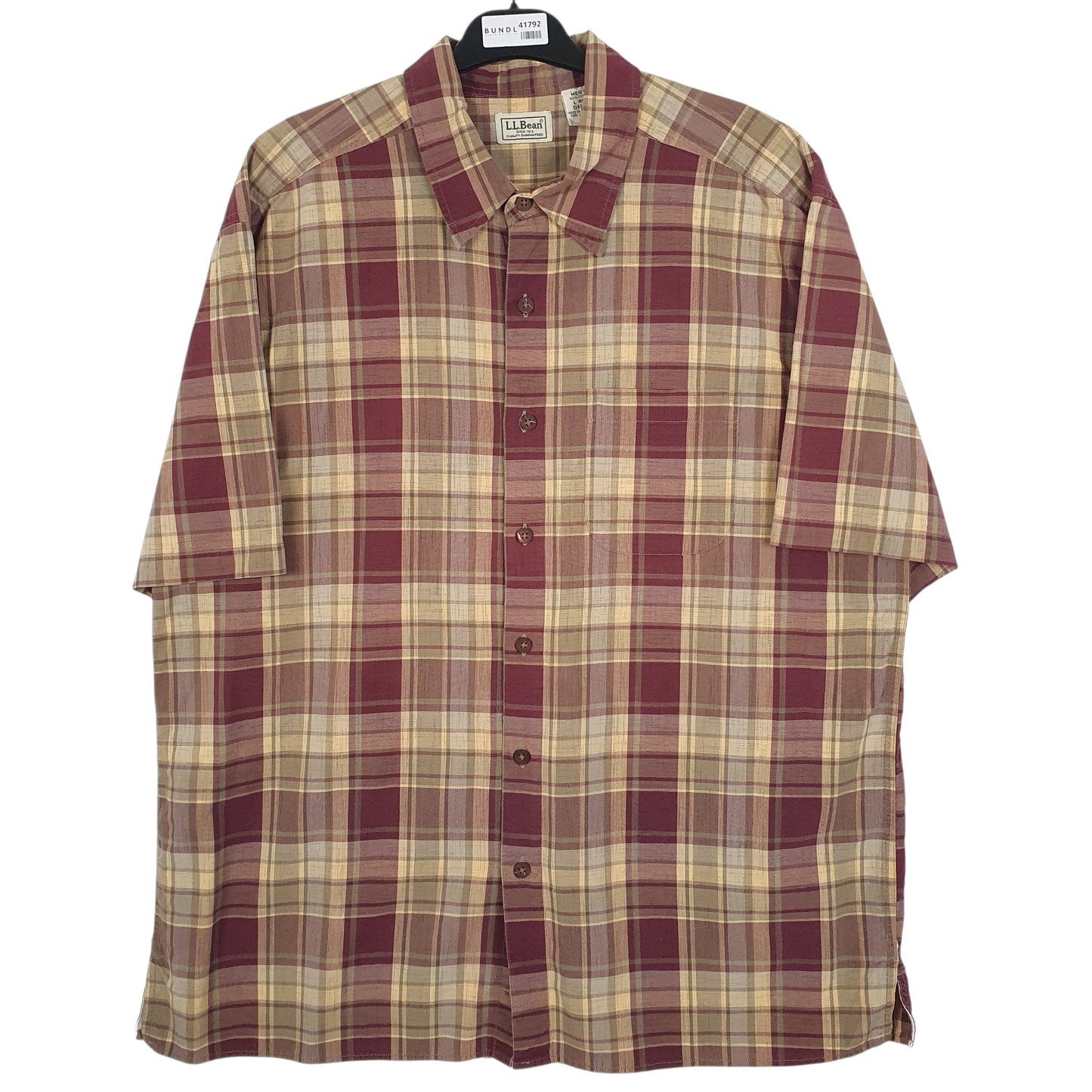 Mens Yellow L.L.Bean  Short Sleeve Shirt