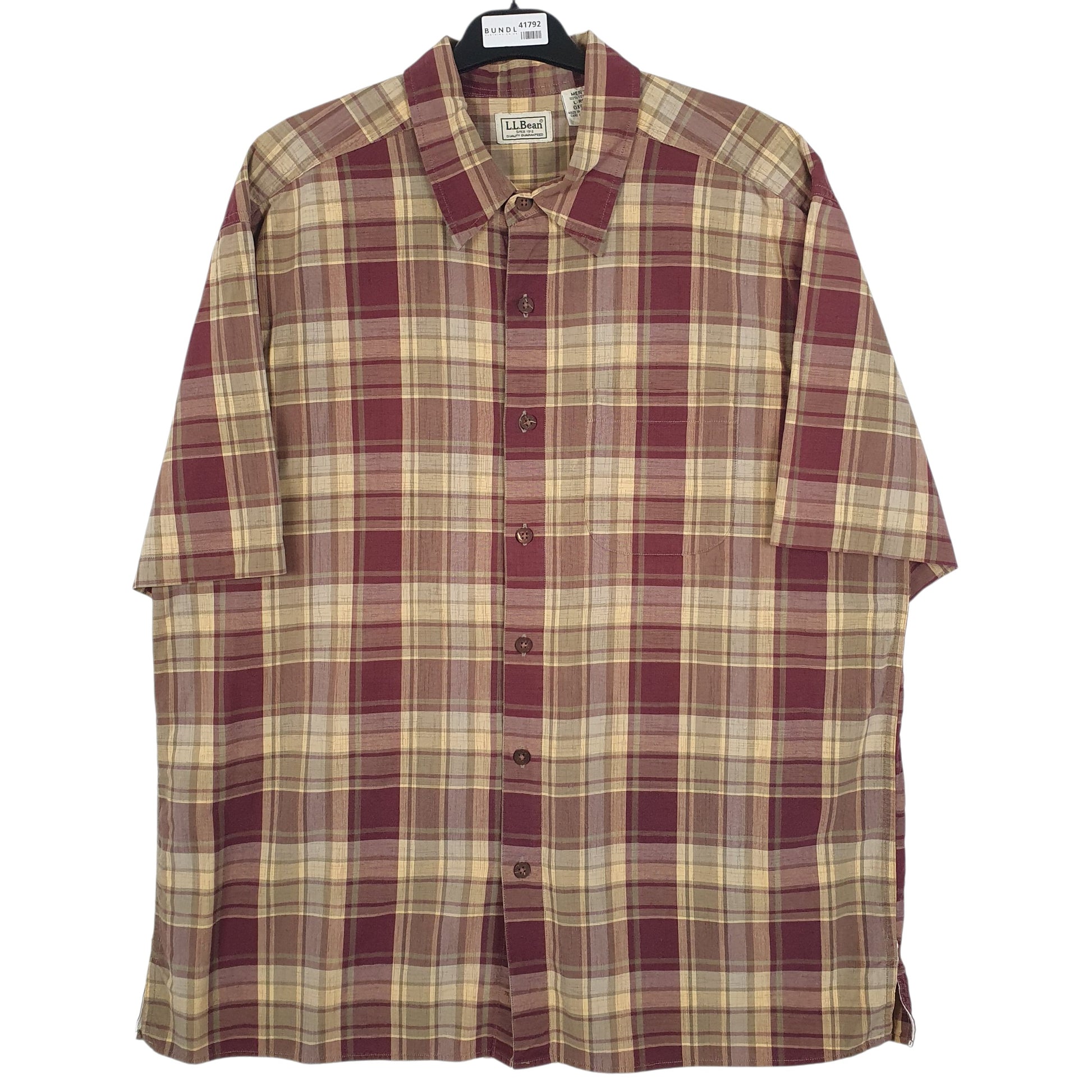 Mens Yellow L.L.Bean  Short Sleeve Shirt