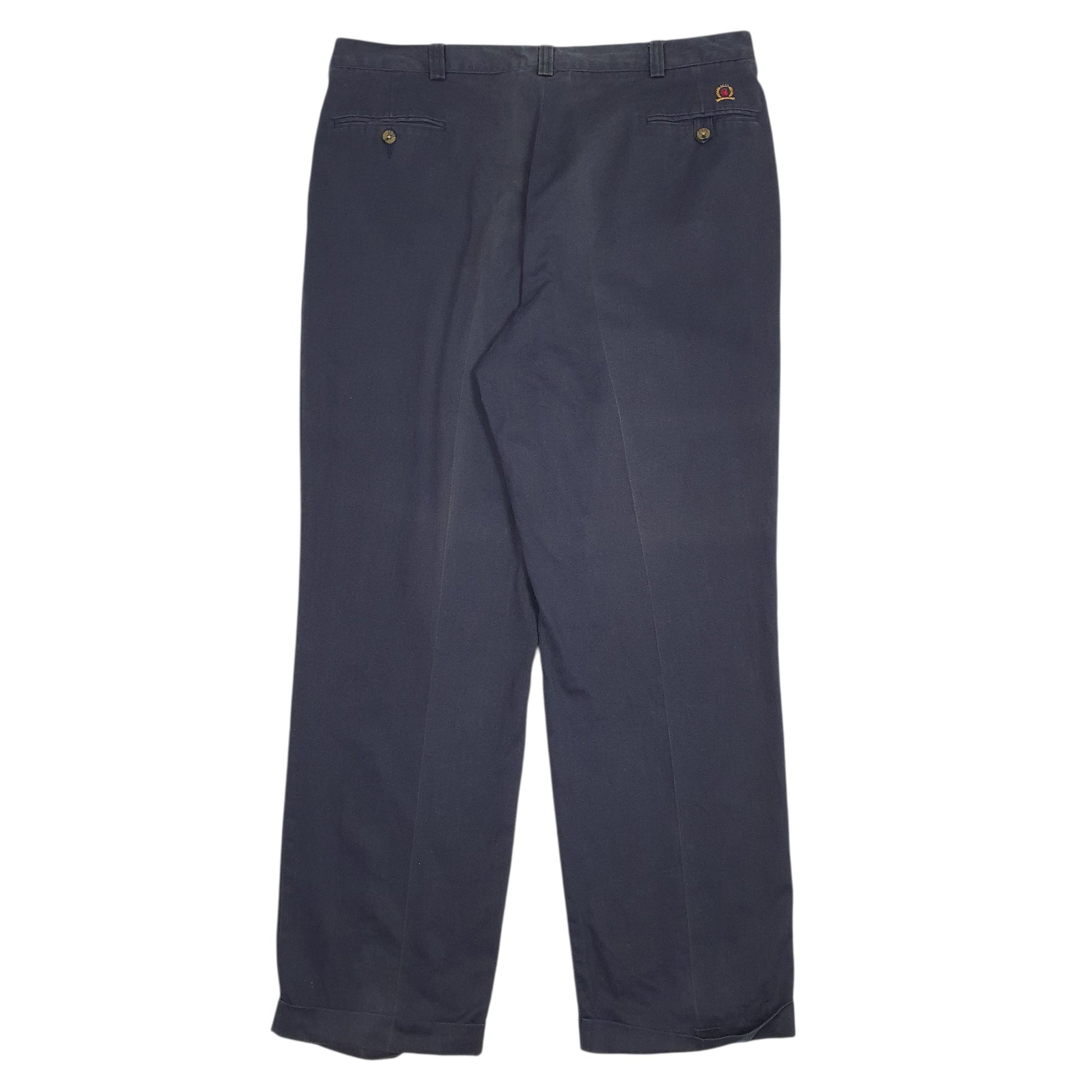Mens Navy Tommy Hilfiger Pleated  Trousers