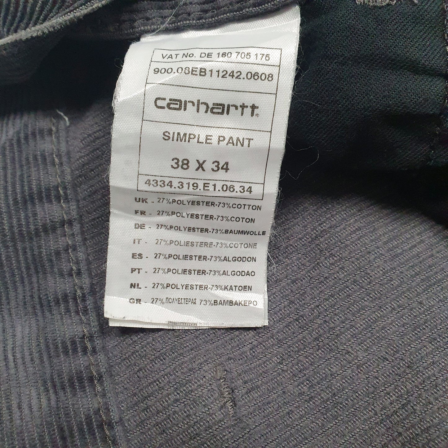 Mens Grey Carhartt   Trousers