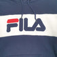 Mens Navy Fila Spellout Hoodie Jumper