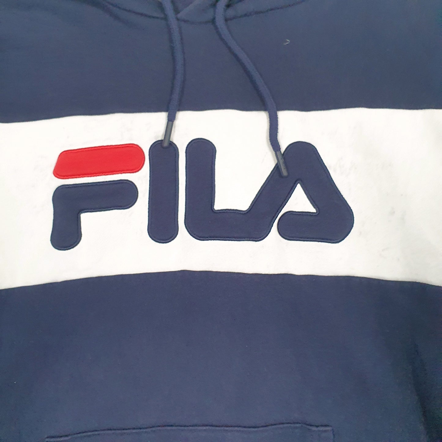 Mens Navy Fila Spellout Hoodie Jumper