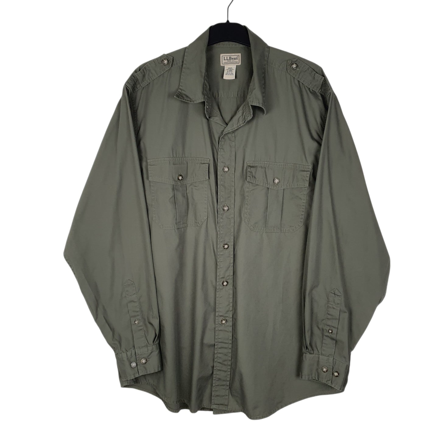 Mens Green L.L.Bean Military Long Sleeve Shirt