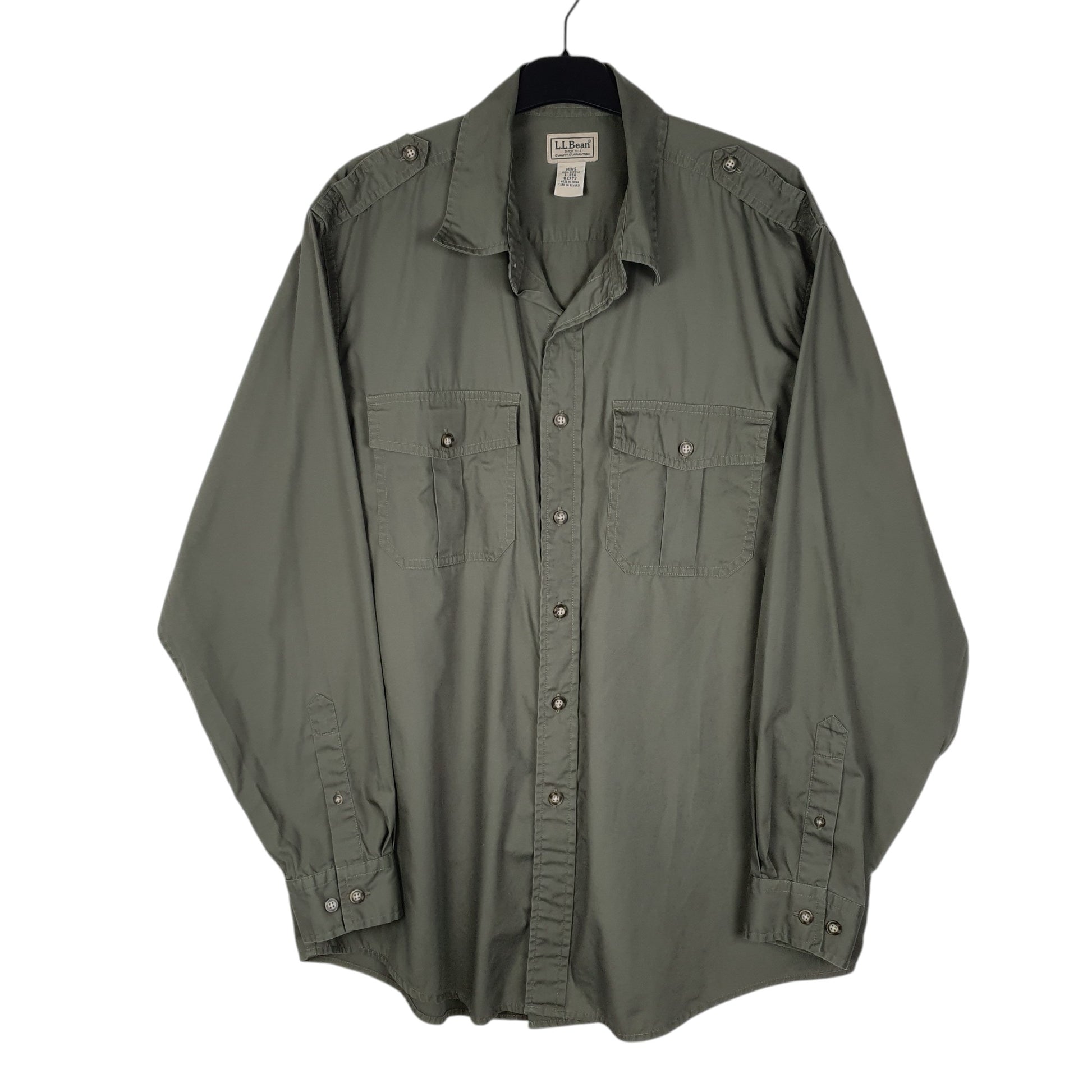Mens Green L.L.Bean Military Long Sleeve Shirt