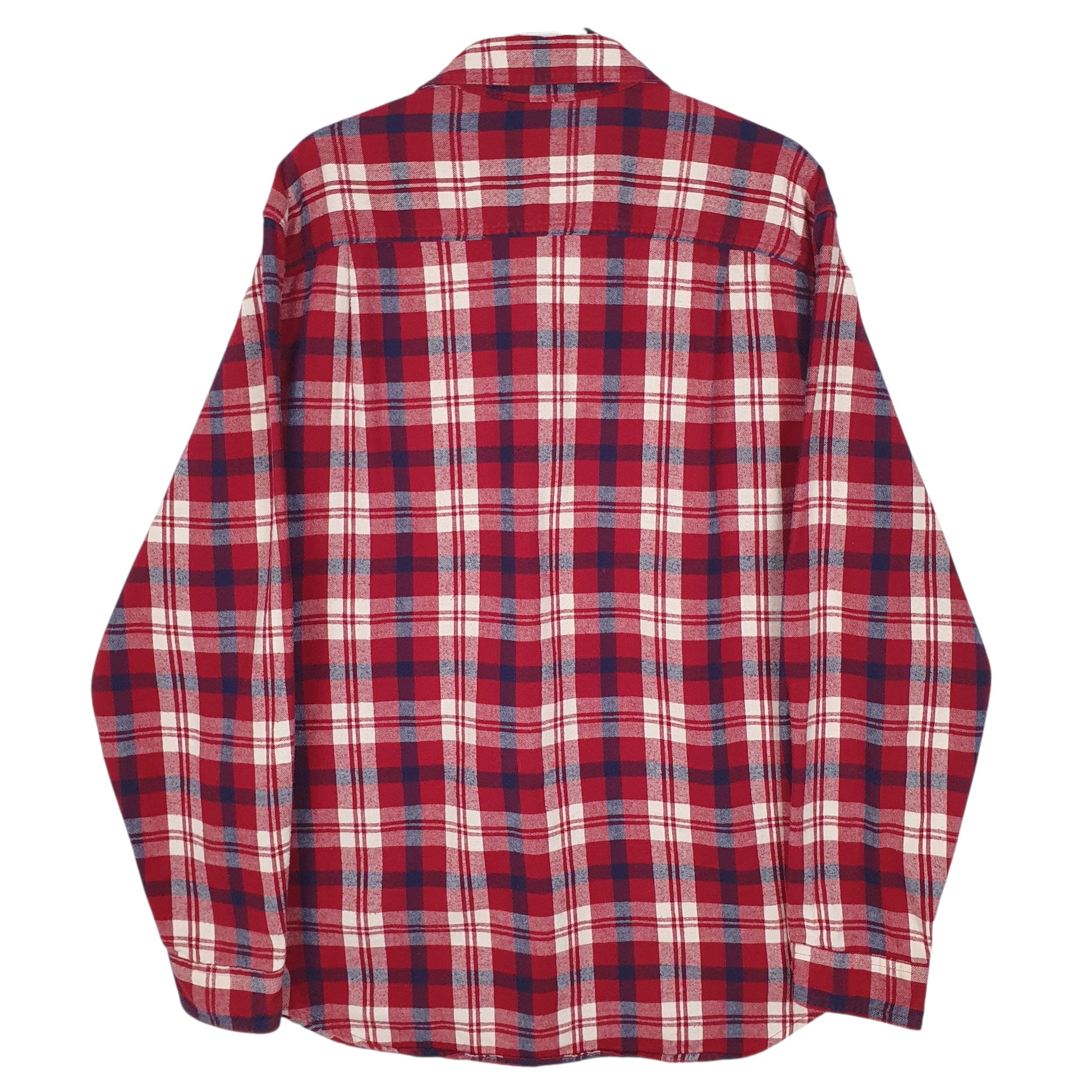 Mens Red L.L.Bean Flannel Plaid  Shirt