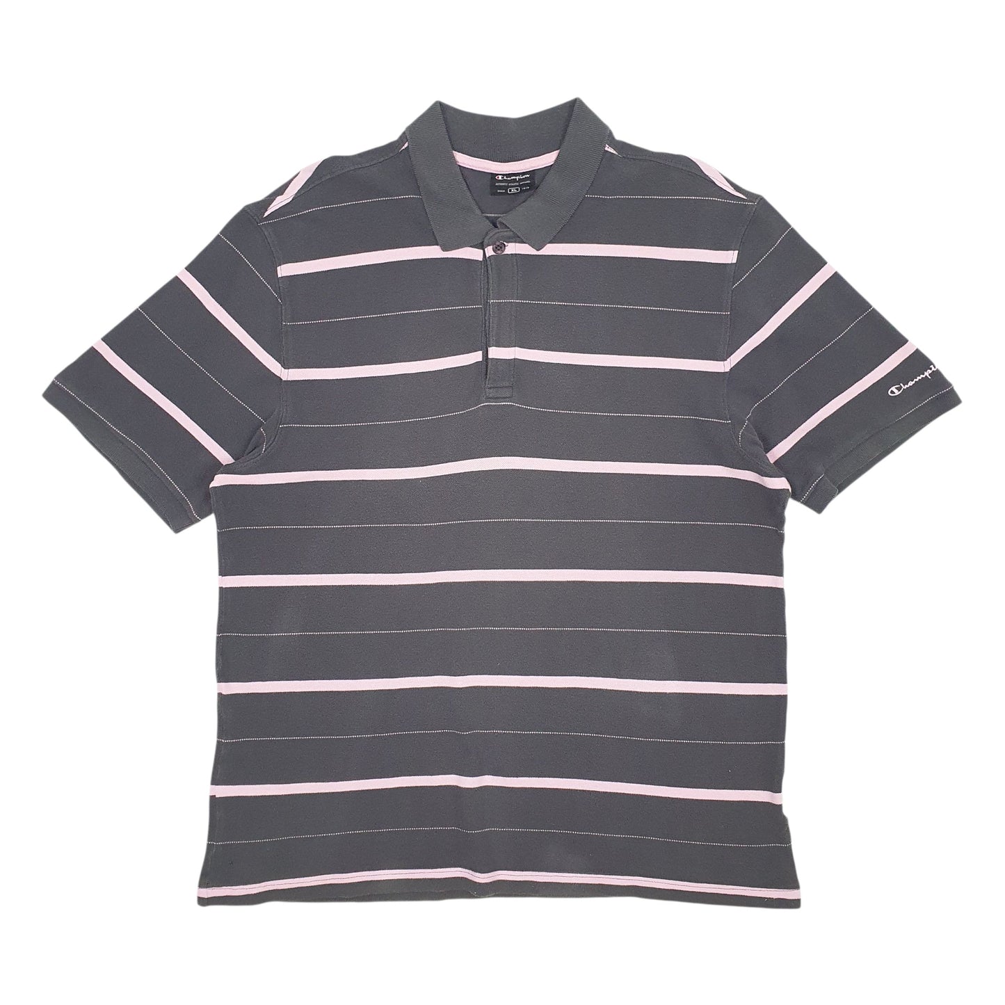 Mens Grey Champion  Short Sleeve Polo Shirt