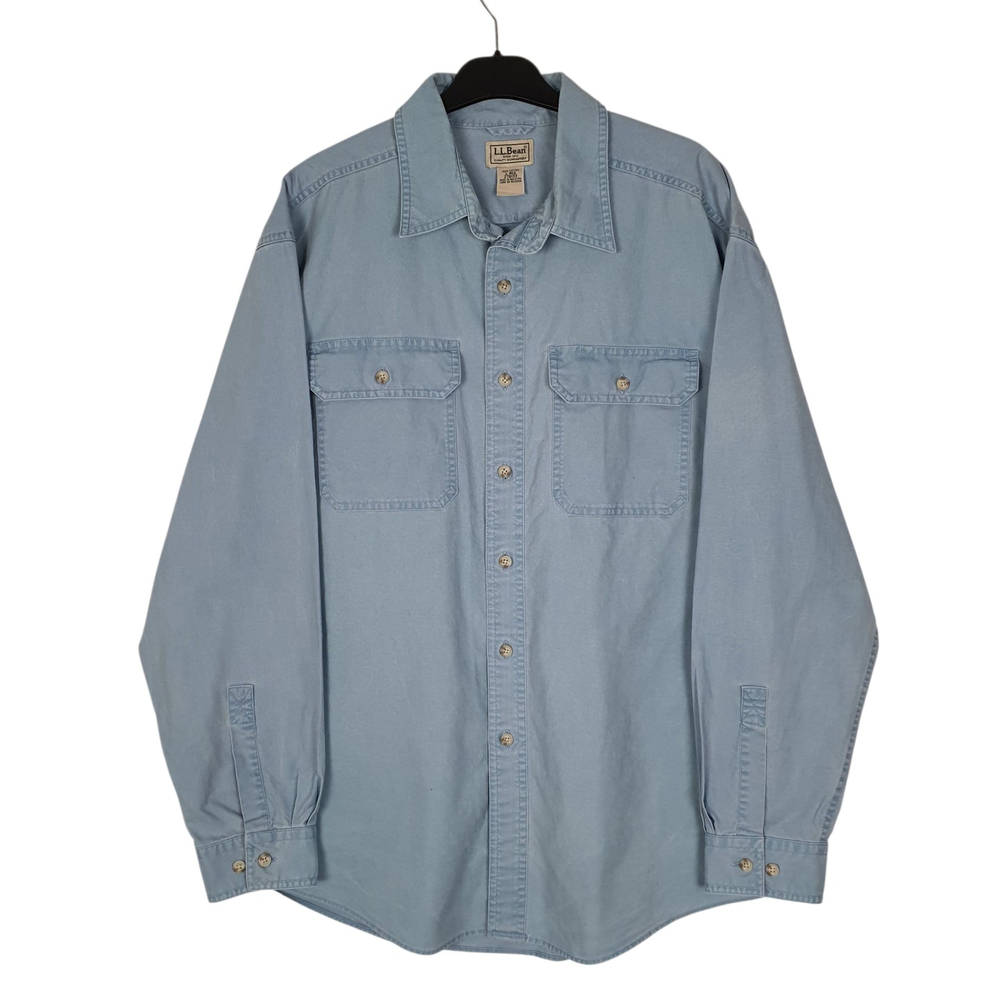 Mens Blue L.L.Bean Sunwashed Canvas Long Sleeve Shirt