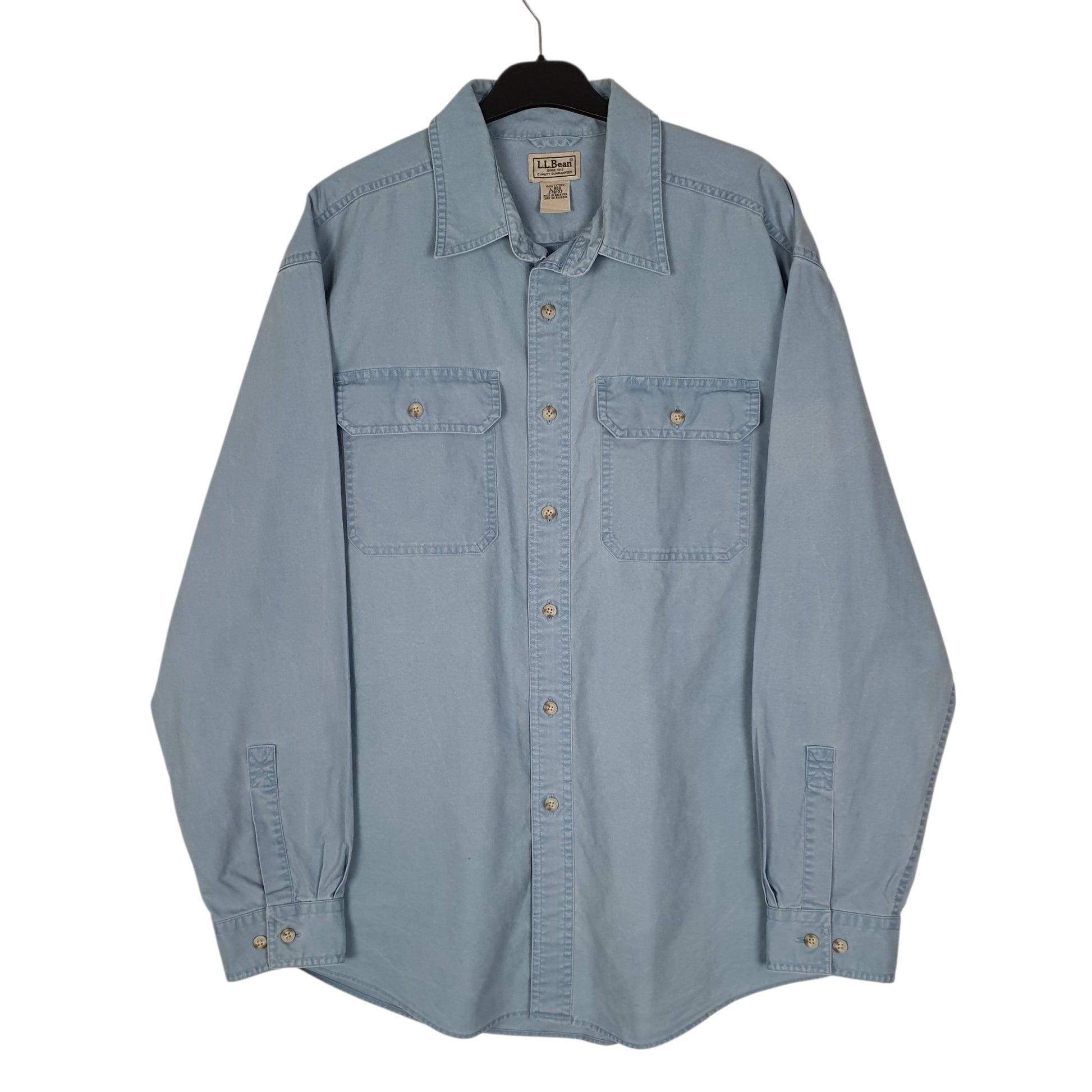 Mens Blue L.L.Bean Sunwashed Canvas Long Sleeve Shirt
