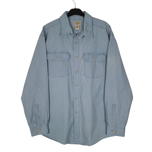 Mens Blue L.L.Bean Sunwashed Canvas Long Sleeve Shirt