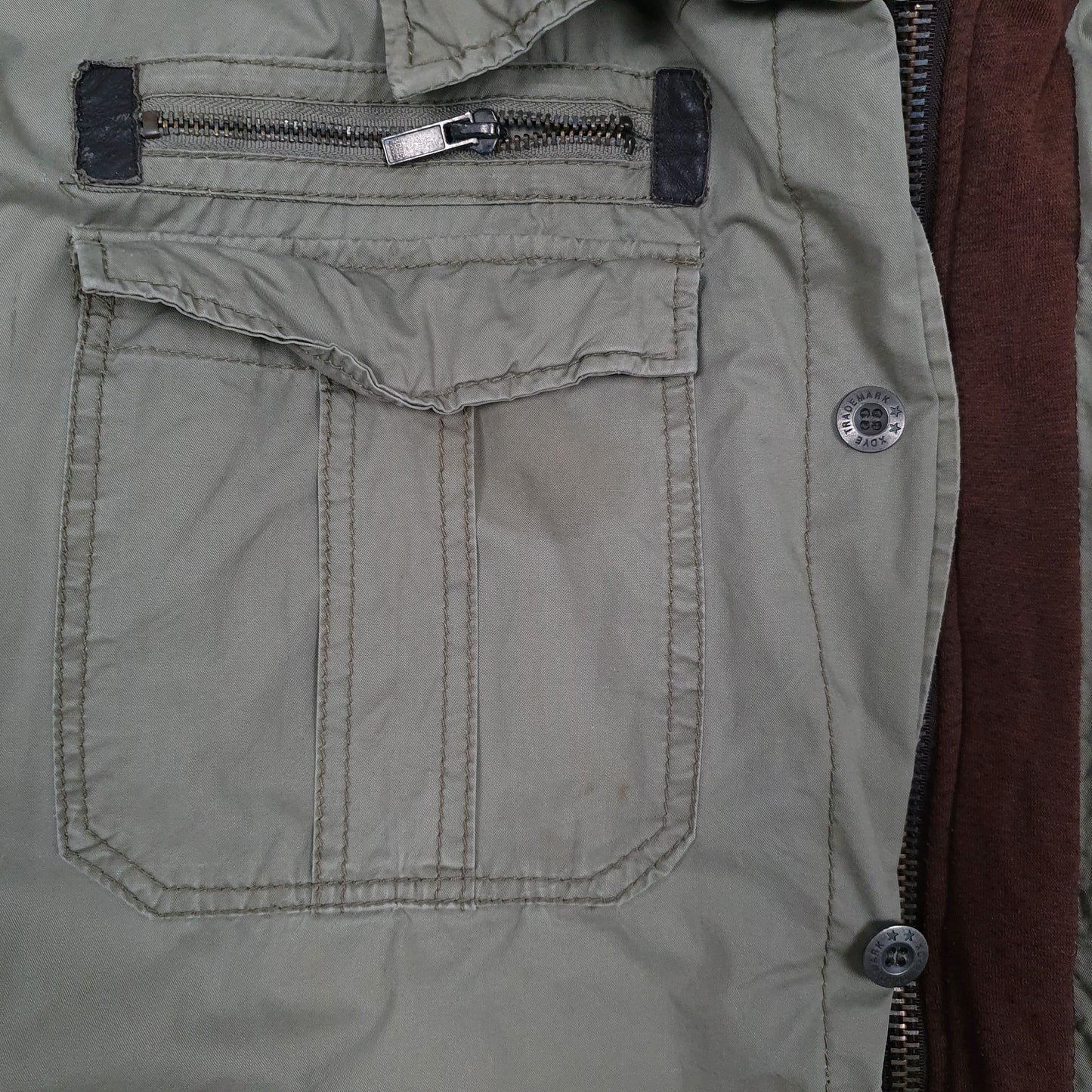 Mens Grey Pull & Bear Sherpa Lined Hoodie Military  Coat