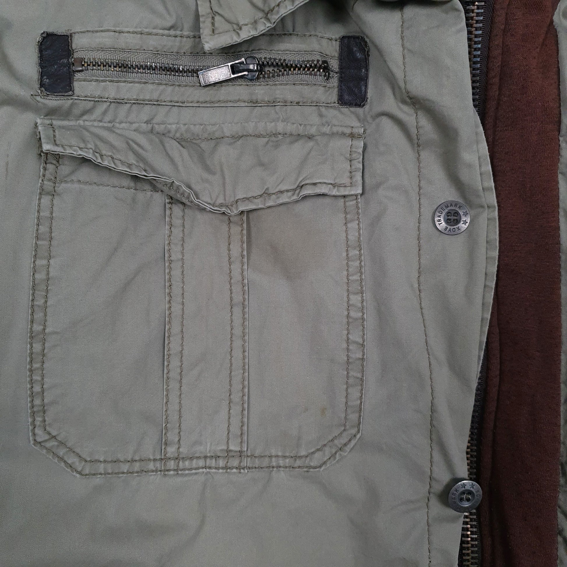 Mens Grey Pull & Bear Sherpa Lined Hoodie Military  Coat