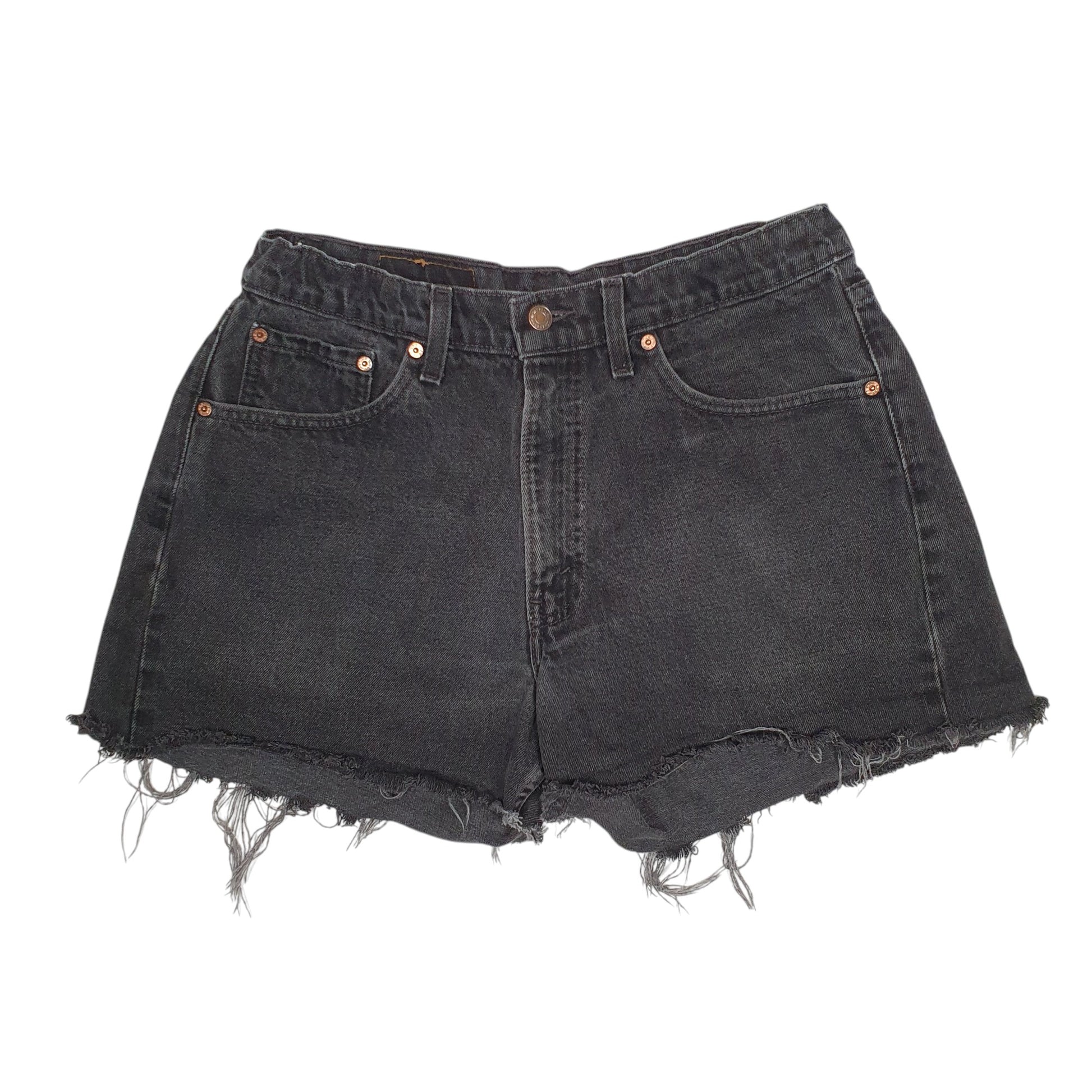 Womens Black Levis 565 Vintage 90s Made In USA Cut Off Denim Shorts