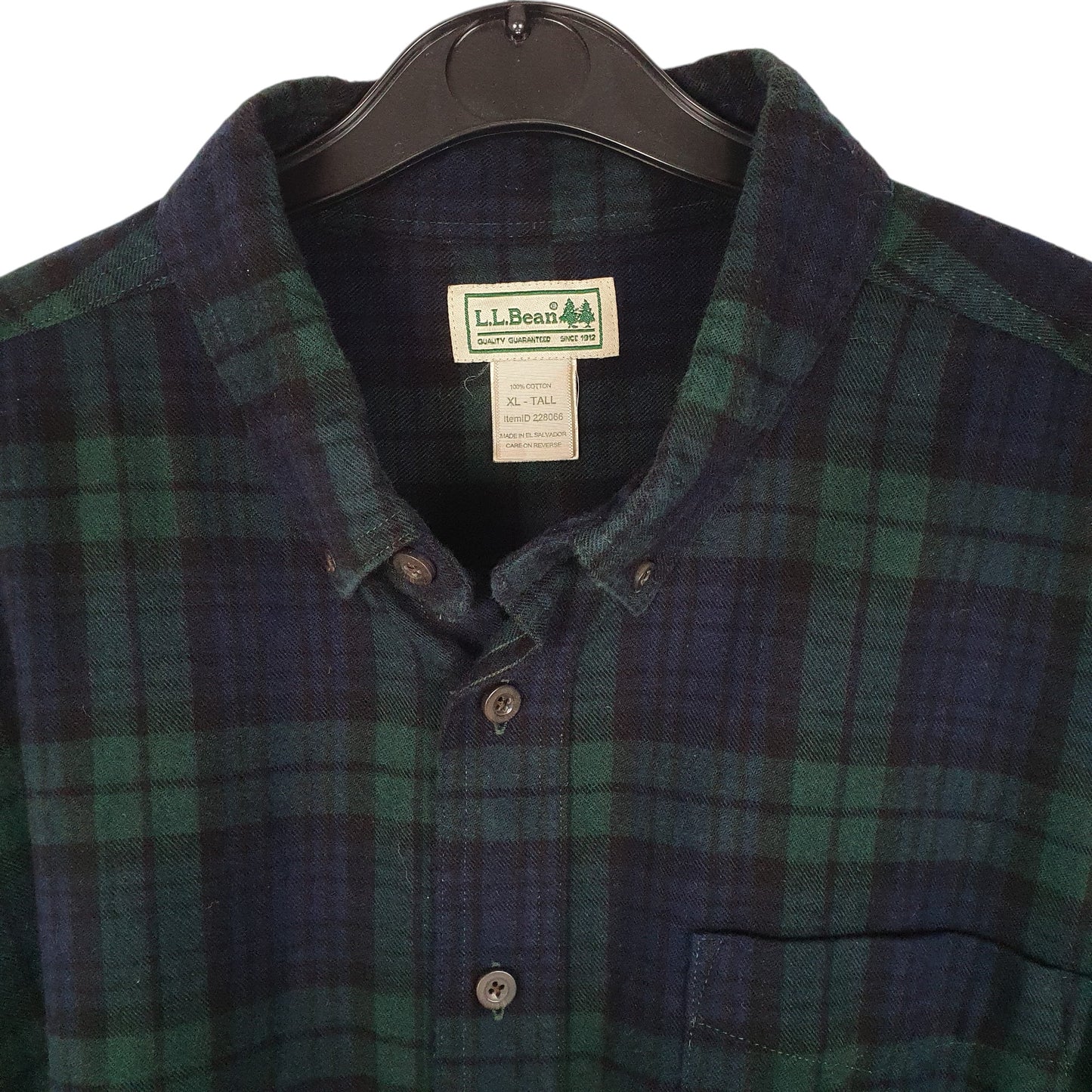 Mens Navy L.L.Bean Thick Flannel Plaid  Shirt