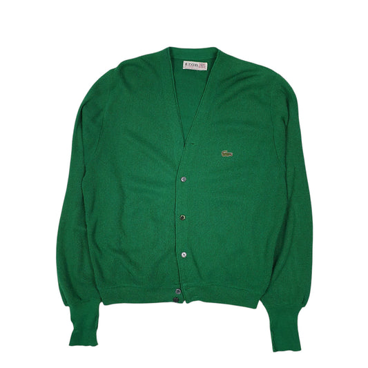 Mens Green Lacoste Izod Vintage 1980s Cardigan Jumper