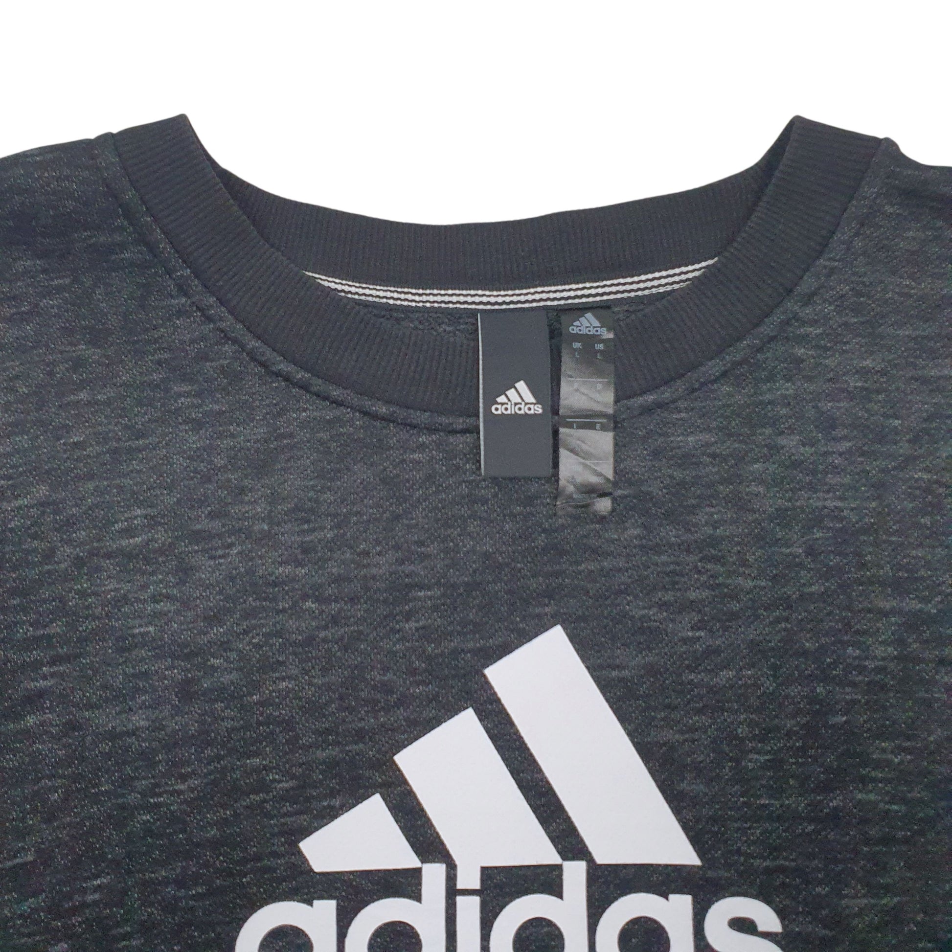 Mens Black Adidas Spellout Crewneck Jumper