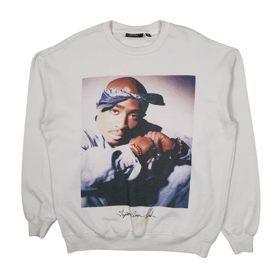 Mens White 2Pac  Crewneck Jumper