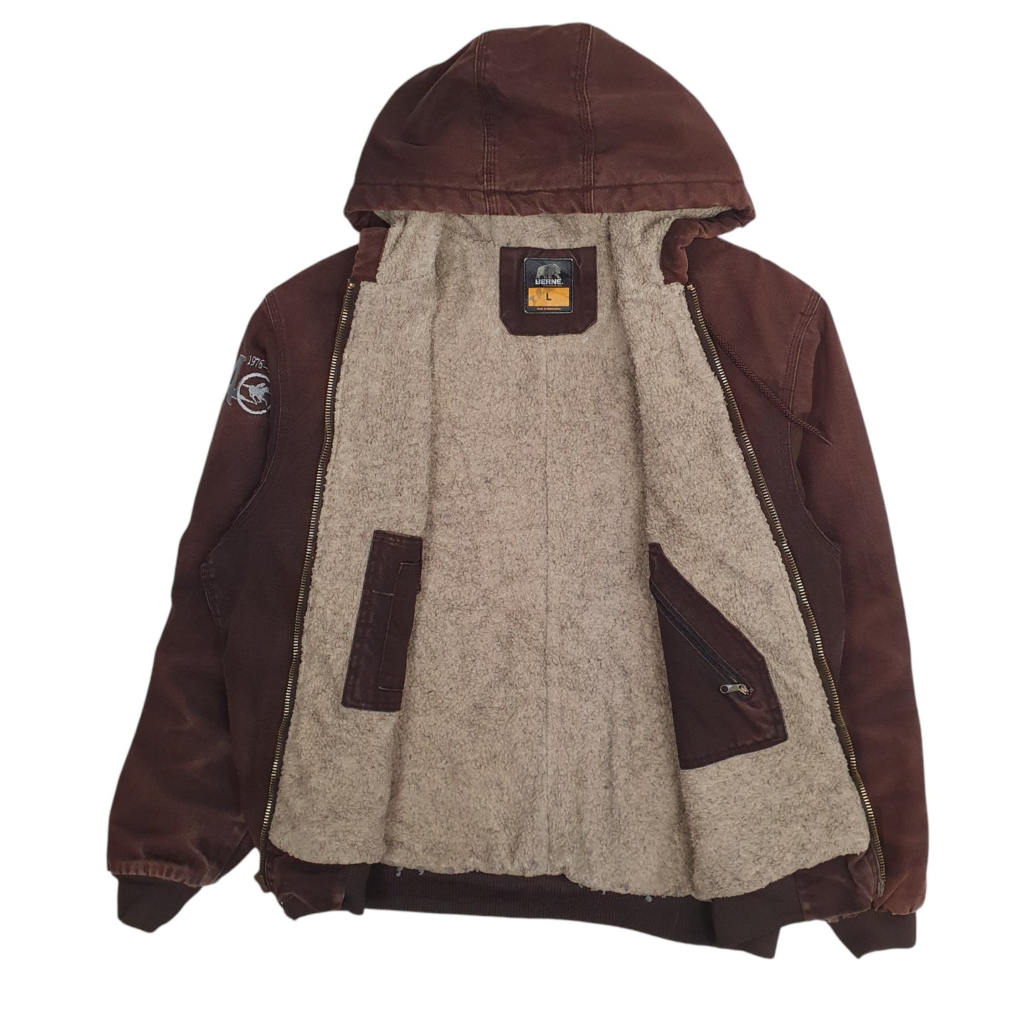 Mens Brown Berne Active Hoodie  Coat