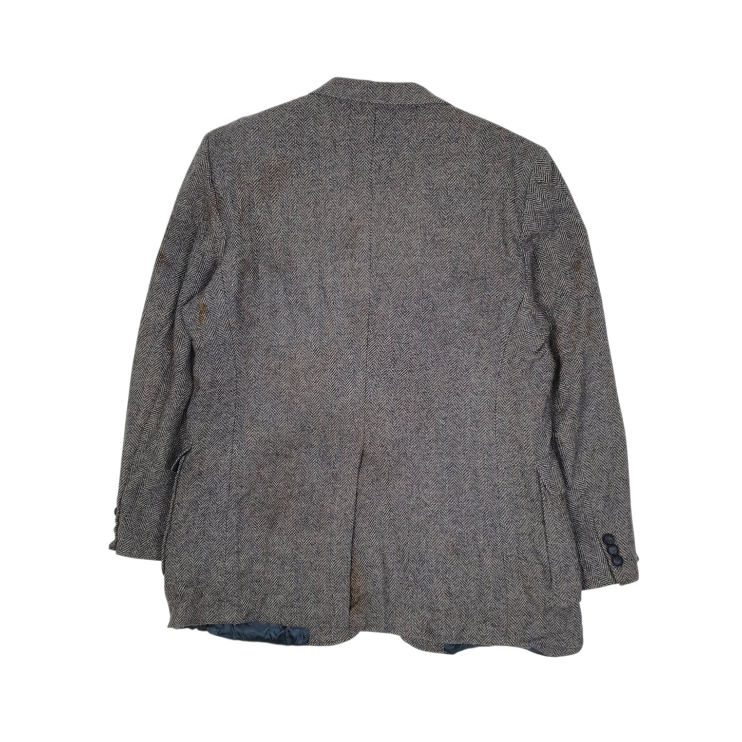 Mens Grey Imperial by Haggar Herringbone Vintage 90s Hoodie Coat