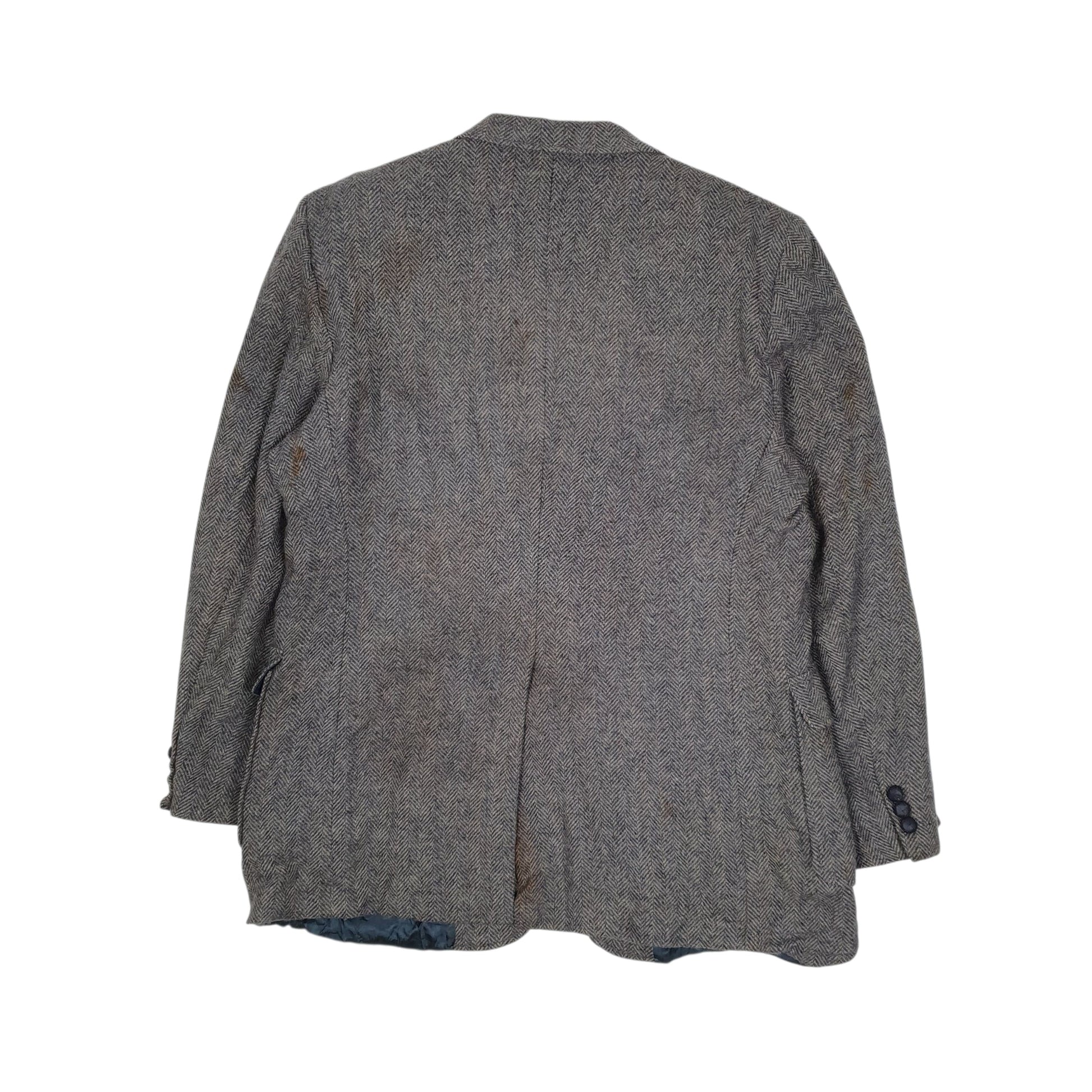 Mens Grey Imperial by Haggar Herringbone Vintage 90s Hoodie Coat