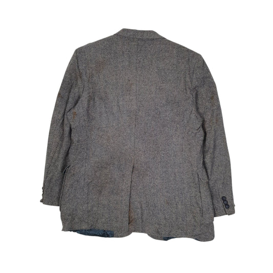 Mens Grey Imperial by Haggar Herringbone Vintage 90s Hoodie Coat
