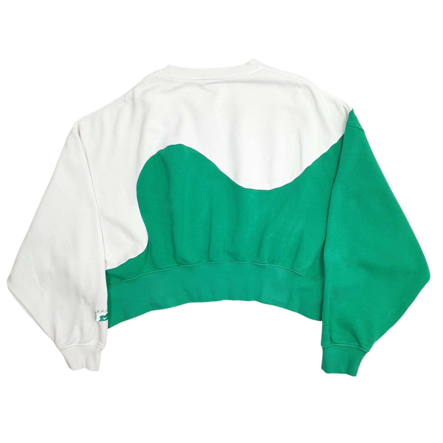 Womens Green Nike Reworked Crop Top Baggy Loose Crewneck Jumper